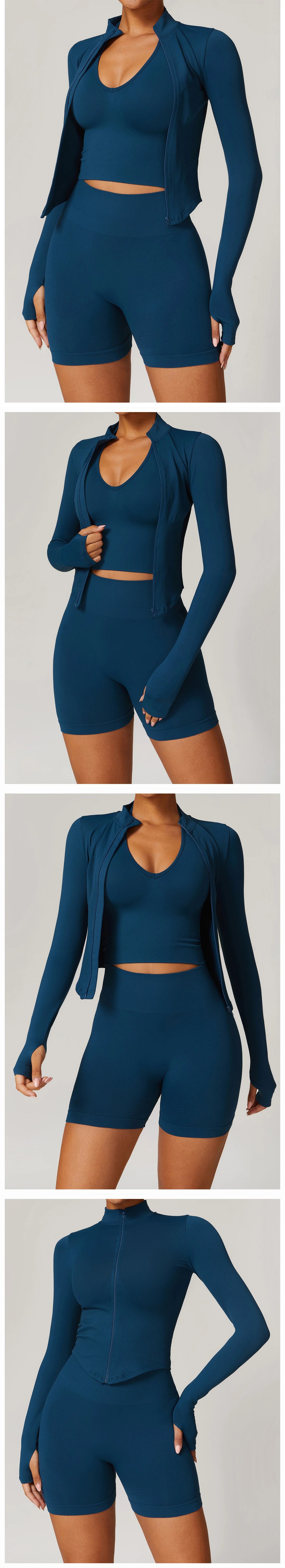 Seamless Outdoor Sports Long Sleeved Women Yoga Coat Quick Dry Zipper Cardigan Stand Up Collar Jacket Running Fitness Jacket Top