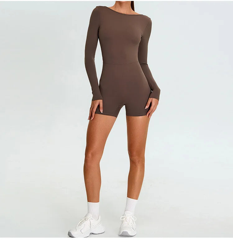 Yoga Suit Yoga Jumpsuit Long Sleeved Backless Rompers Sports Wear Gym Set Fitness Bodysuits Women Dance Running Workout Clothes