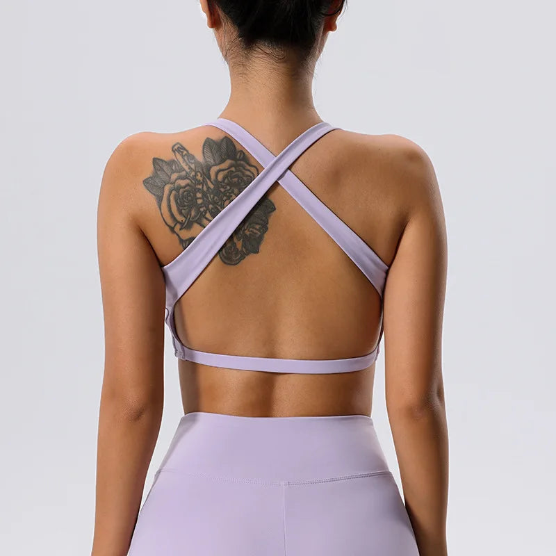 Push Up Sports Bra Women Underwear Cross Criss Top Padded Bralette Sports Bra Backless Training Fitness Workout Yoga Bra Women