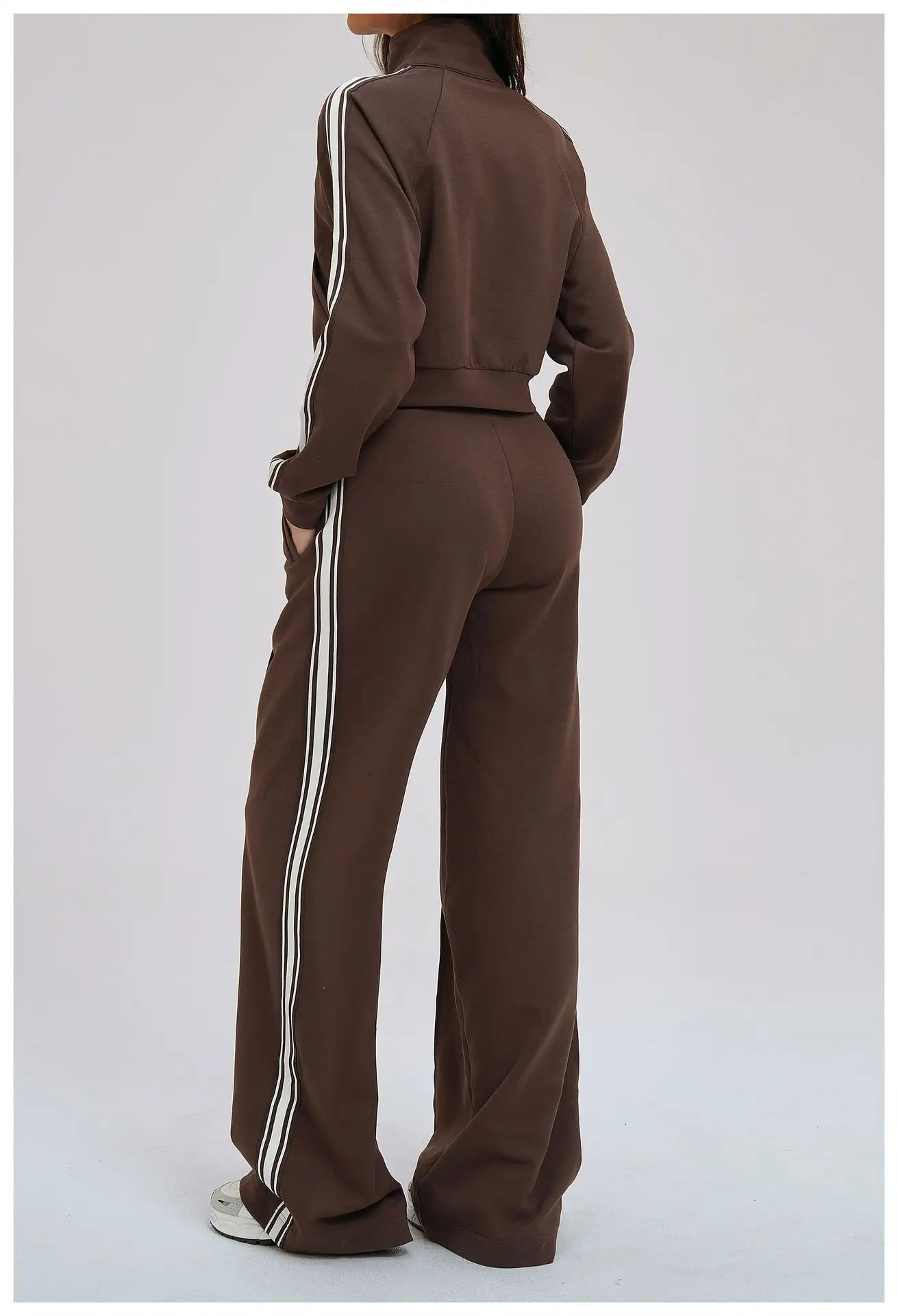 Color Blocking Hoodie Set 2-piece Women's Long Sleeved Loose Yoga Set Outdoor Cycling And Mountaineering Sports Set