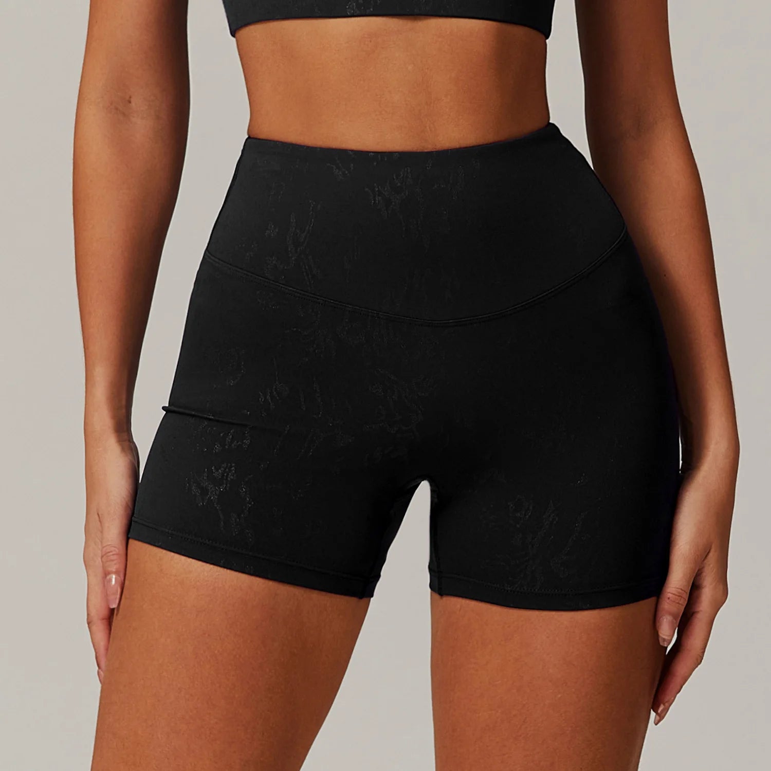 Elastic Yoga Shorts Women High Waist Tummy Control Ruched Booty Pants Printed Butt Lifting Push Up Gym Workout Compression Tight