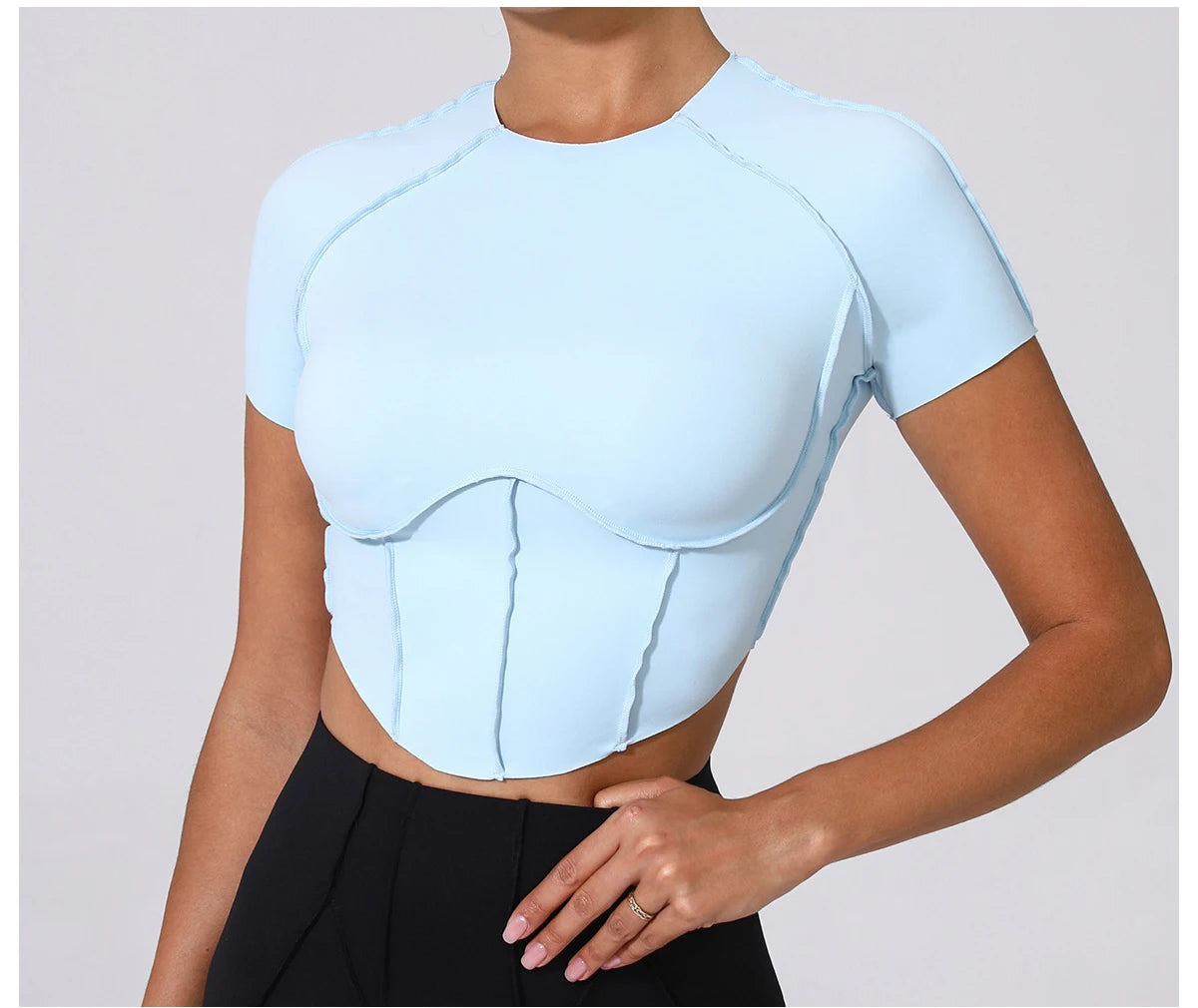 Women Yoga Top Line Sport T Shirts Fitness Clothes Short Sleeve Push Up Yoga Shirt Gym Top Running Active Wear Workout Sport Top