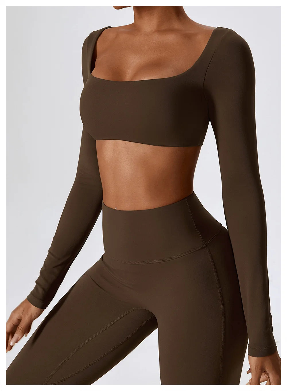 Women Yoga T-shirts Crop Tops Solid Sports Top Long Sleeve Running Shirts Sexy Exposed Navel Quick Dry Fitness Gym Sport Wear