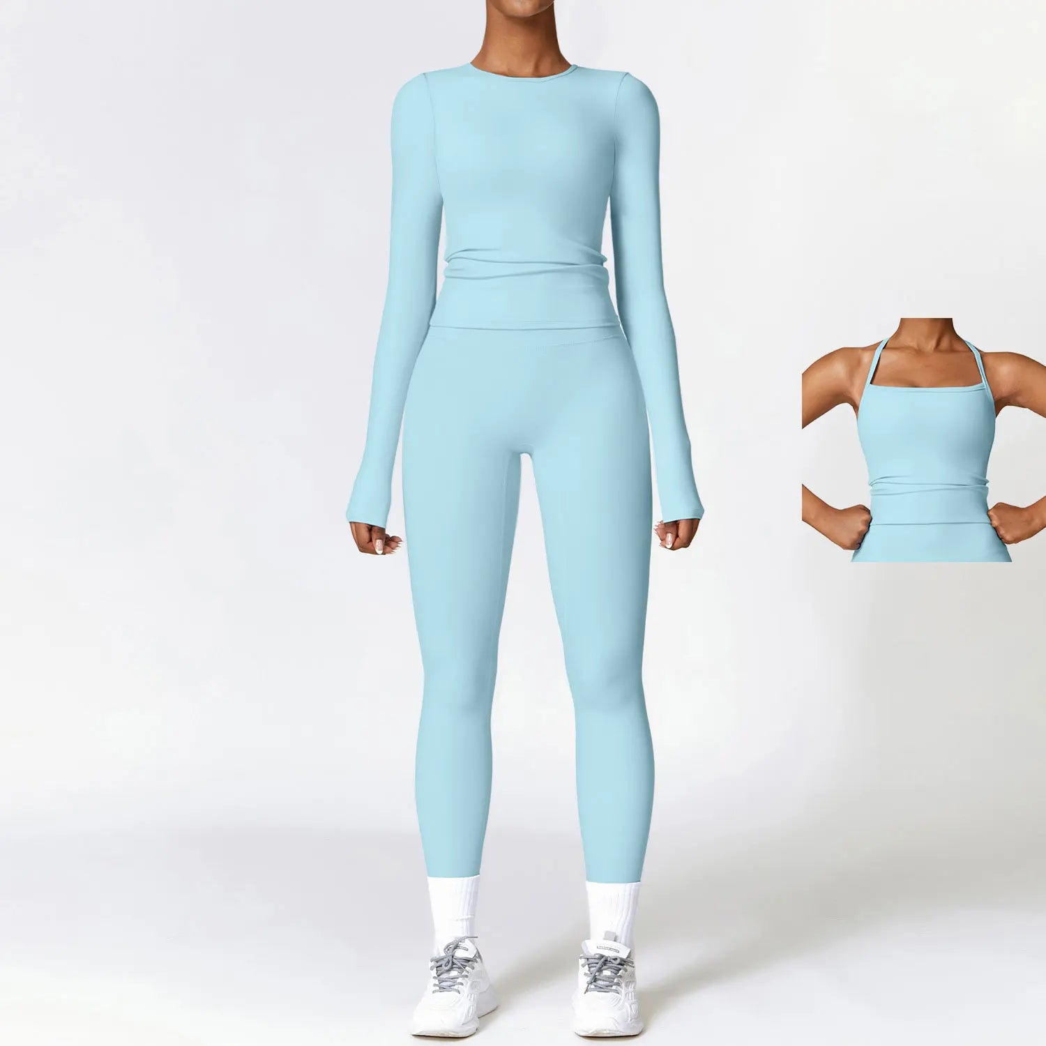 2/3PCS Yoga Set Women Workout Set Seamless Sportswear Gym Clothing Fitness Long Sleeve Crop Top High Waist Leggings Sports Suits