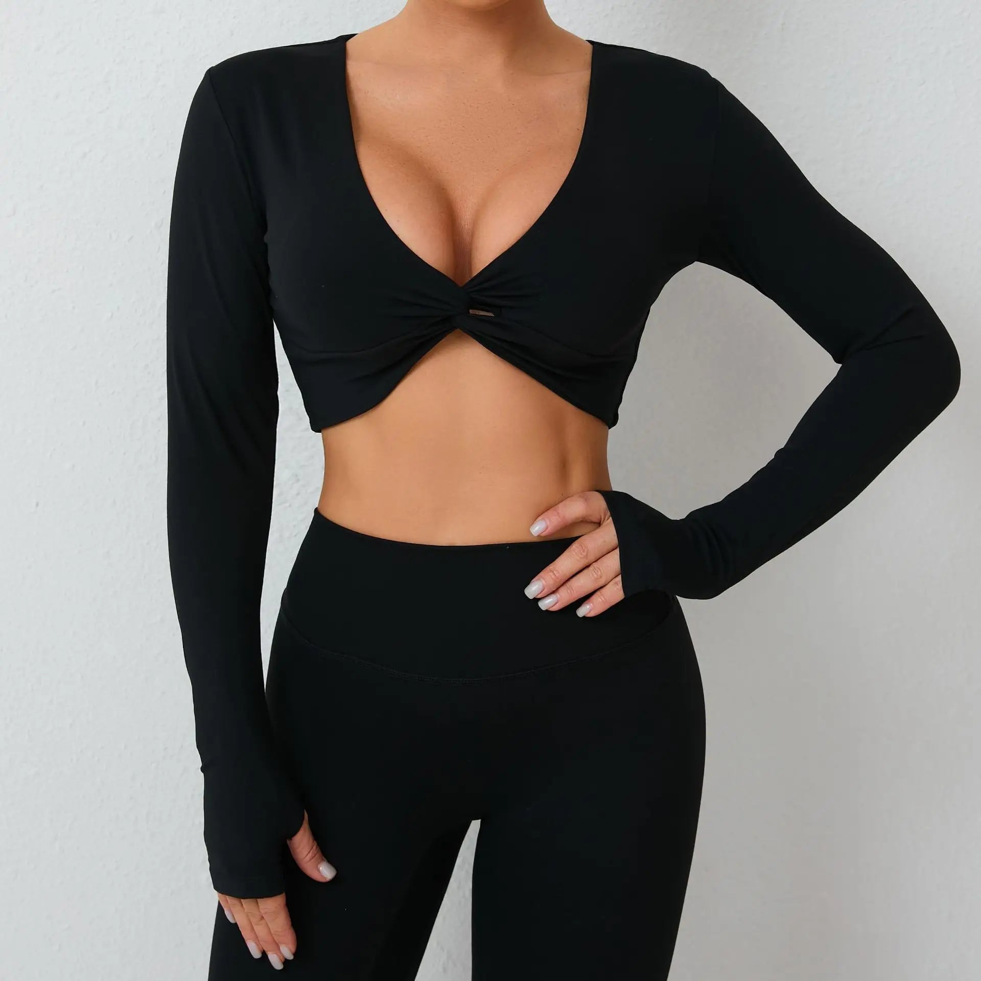 Women Yoga Shirts Crop Top Sexy Long Sleeves Shirts for Women Yoga Sports Fitness Running Gym Clothes Push Up Workout Tops
