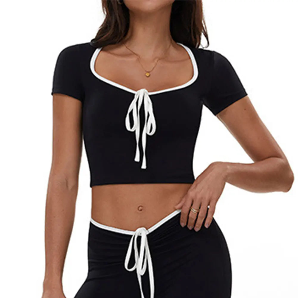 Sports T-shirt Women's Tight Fitting Quick Drying Short Sleeved Yoga T-shirt Pilates Running Exercise Fitness Short Sleeved