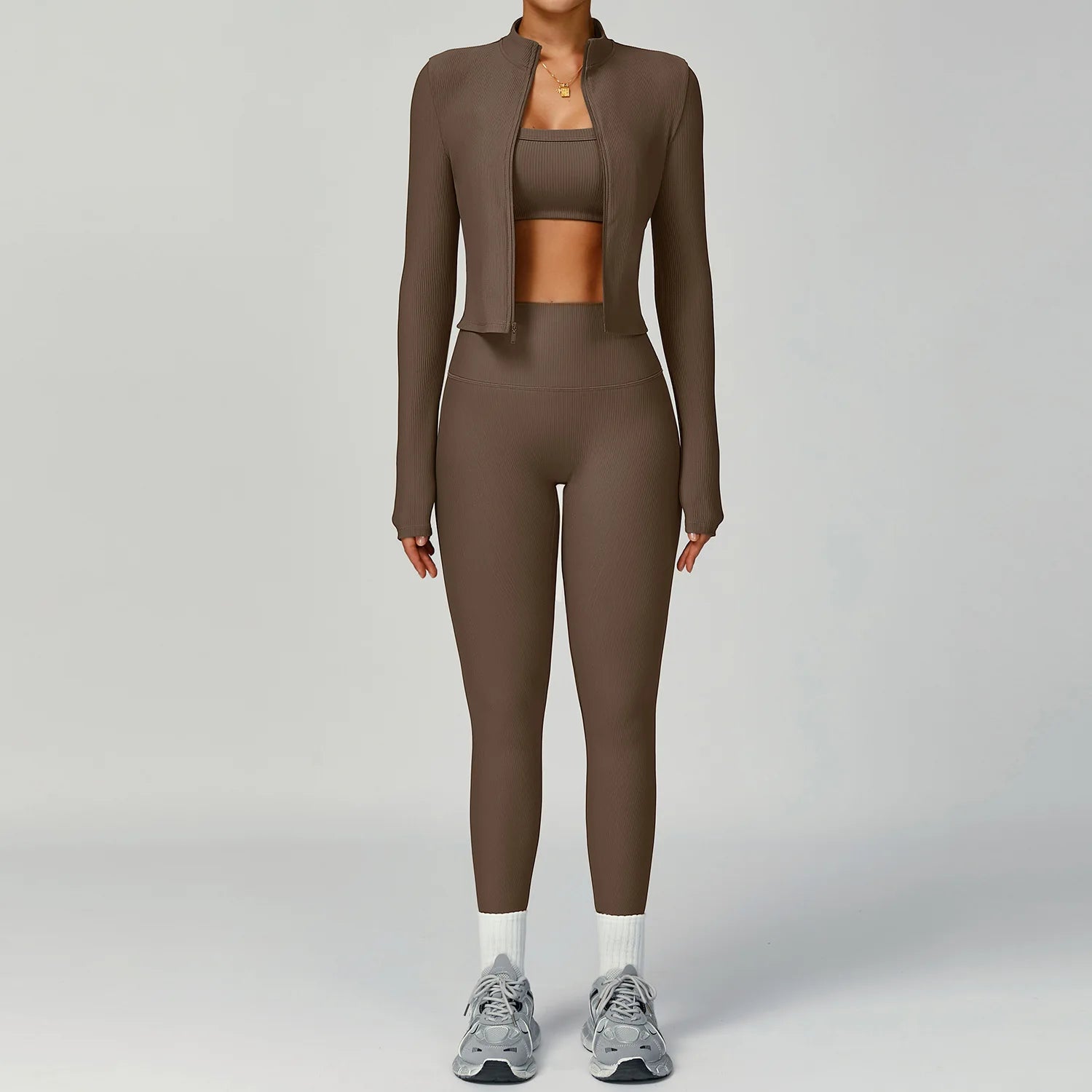 Women Tracksuit 2PCS Yoga Suit Sports Set Quick-Drying Gym Set Running Workout Zipper Long Sleeve Sports Shorts Yoga Clothing