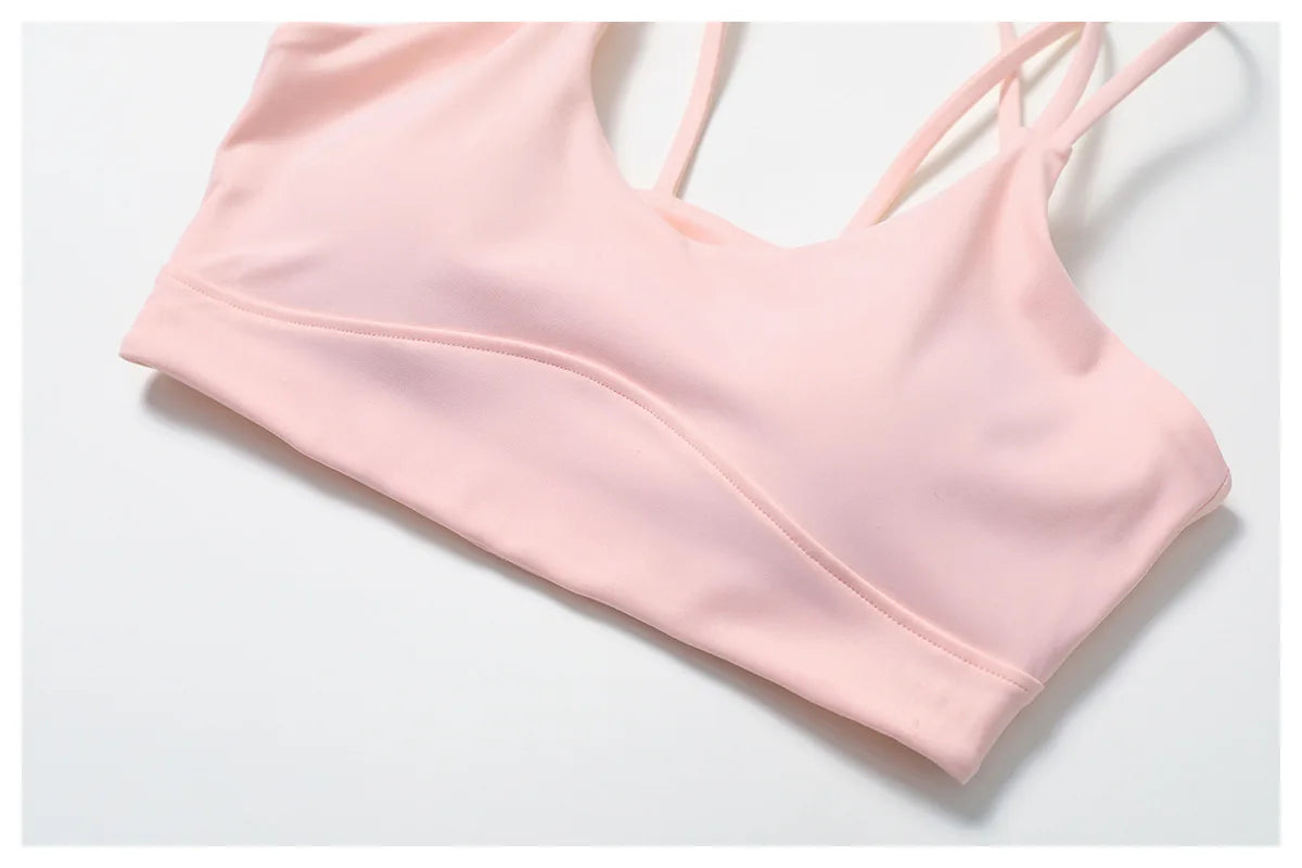 Women's Sports Bra Sexy Criss Cross Straps Back High Support Impact Yoga Underwear Running Fitness Gym Padded Bralette Tops