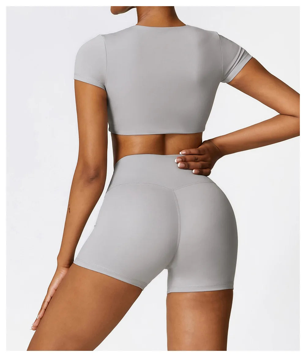 Yoga Top Women Sport T Shirts Push Up Fitness Clothes Short Sleeve Yoga Shirt Gym Top Running Active Wear Sport Top Femme Tights