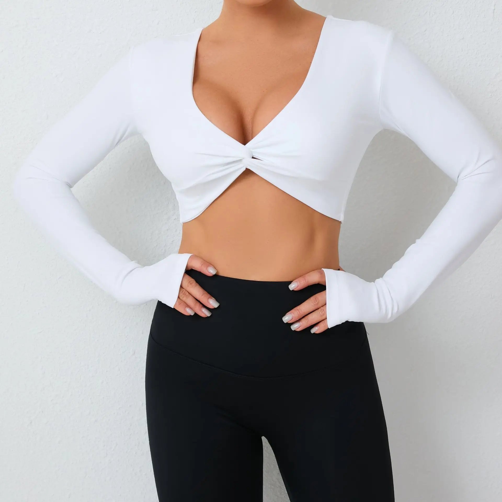 Women Yoga Shirts Crop Top Sexy Long Sleeves Shirts for Women Yoga Sports Fitness Running Gym Clothes Push Up Workout Tops