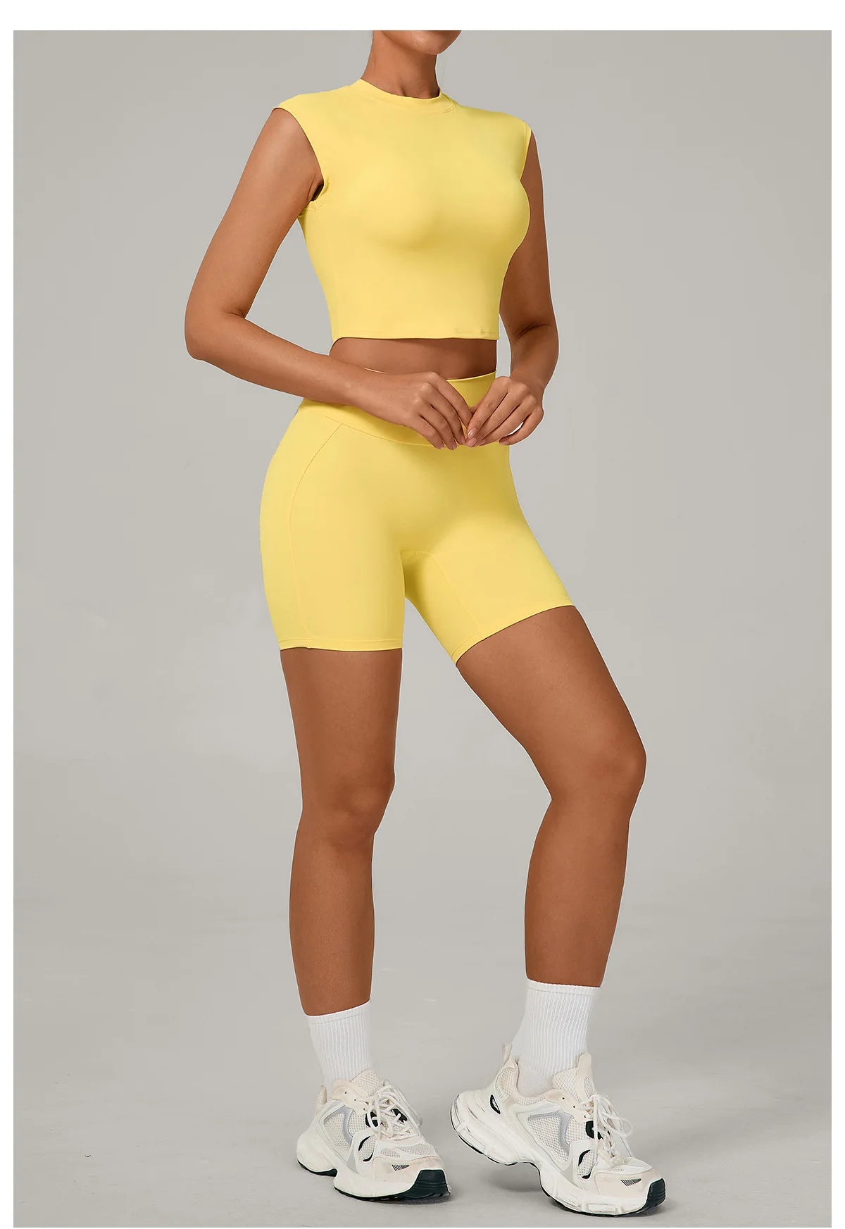 Yoga Sets Workout Sets Women Tracksuit 2 Pieces Gym Suits Yoga Short Sleeves High Waist Shorts Outfits Running Fitness Clothes