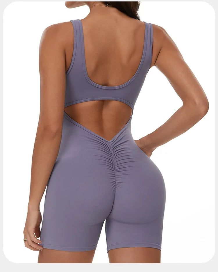 Yoga Jumpsuits Women Tracksuit Set Fitness Rompers Sexy One Piece Sports Bra Workout Bodysuit Sexy Back V Sportswear Gym Clothes