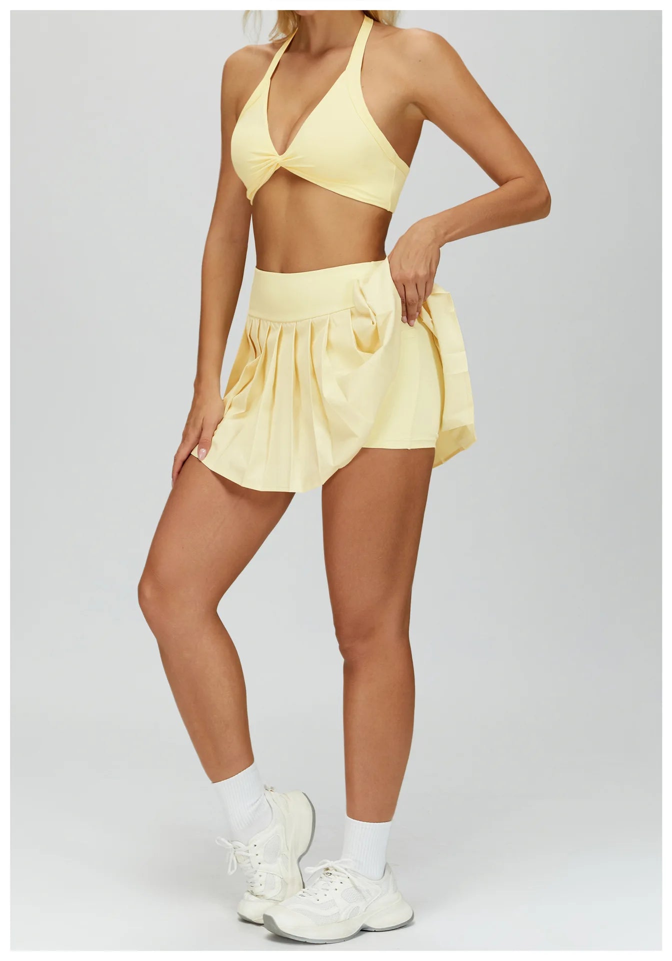 Yoga Short Skirt Women Pleated Sports Tennis Skirts Runniing High Waist Yoga Fitness Short Skirt Gym Golf Loose Skirt Pockets