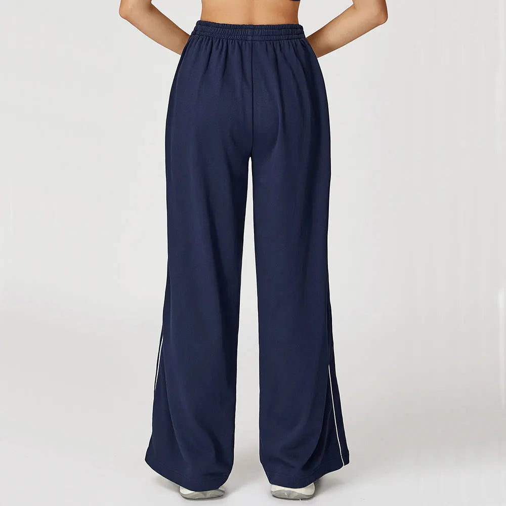 Color Blocking Sports Sweatpants Women Yoga Pants Loose High Waisted Straight Leg Sweatpants With Pockets Outdoor Fitness Pants