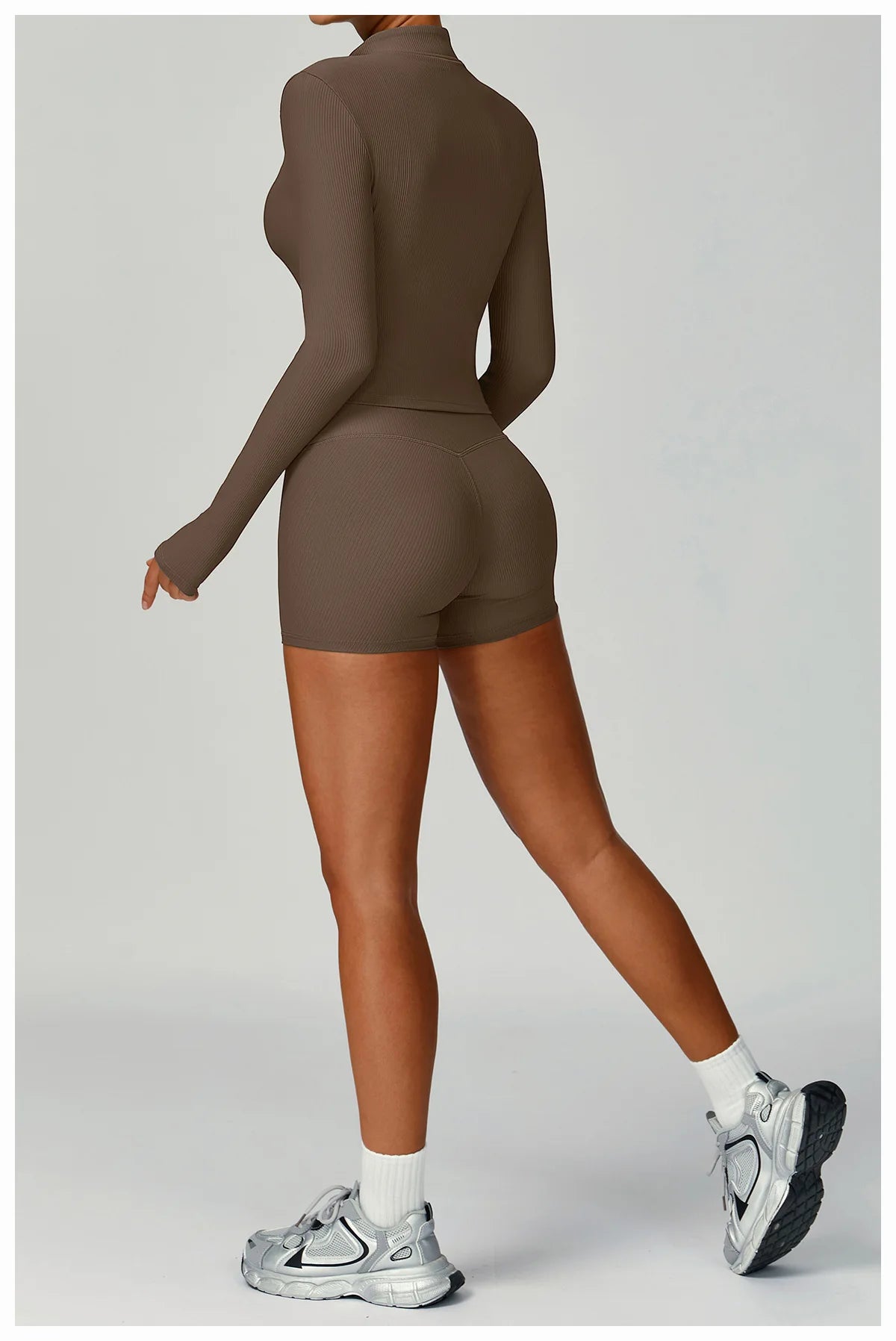 Women Tracksuit 2PCS Yoga Suit Sports Set Quick-Drying Gym Set Running Workout Zipper Long Sleeve Sports Shorts Yoga Clothing
