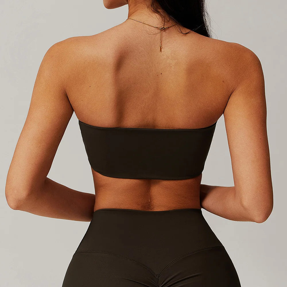 Sports Underwear Women Fitness Bra Intimate Strapless Bustier Bandeau Breathable Wrapped Chest Sports Bra Fitness Tops Yoga Bra