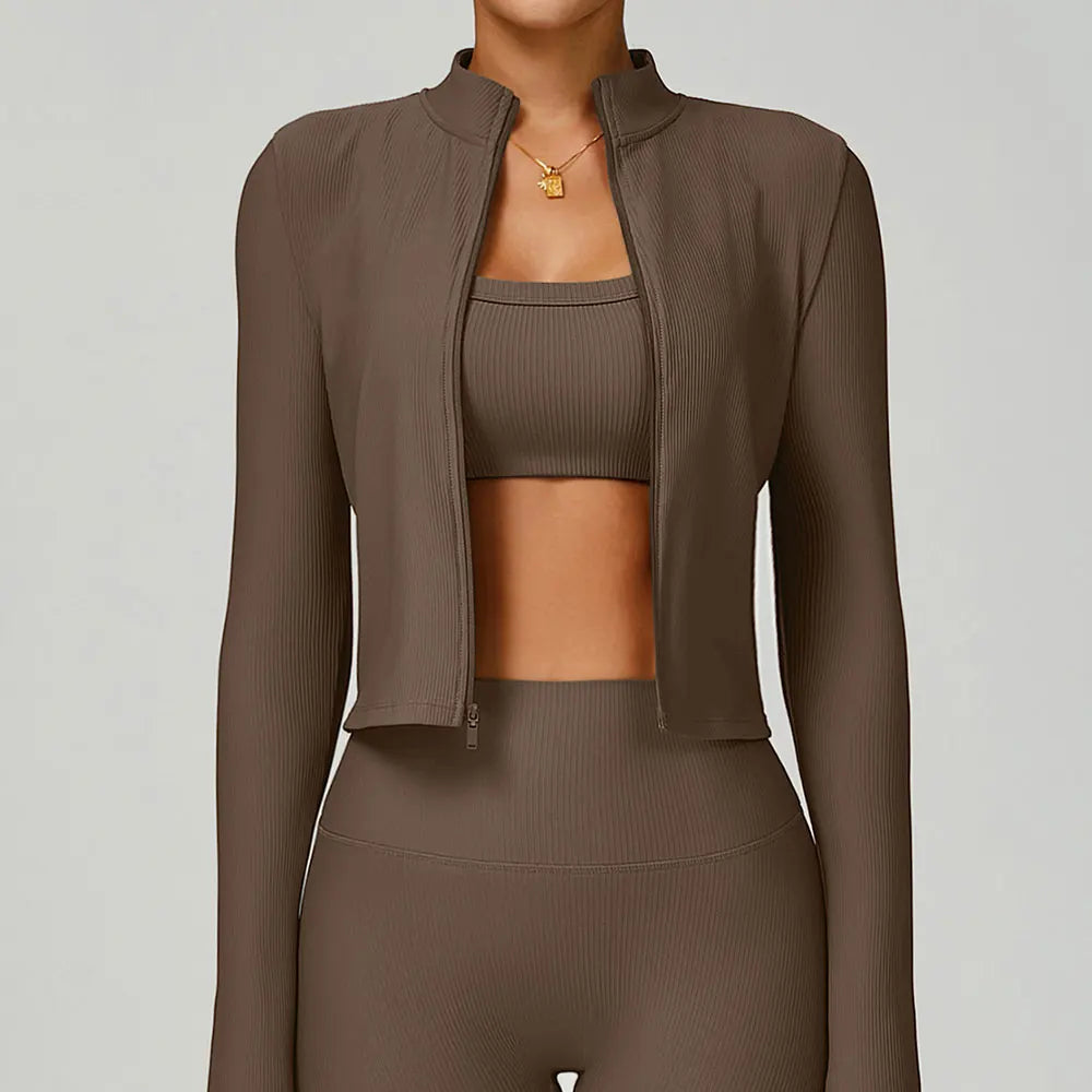 Yoga Jacket Women's Coat Standing Collar Yoga Long Sleeved Sports Jacket Running Training Fitness Top Gym Workout Running Tops