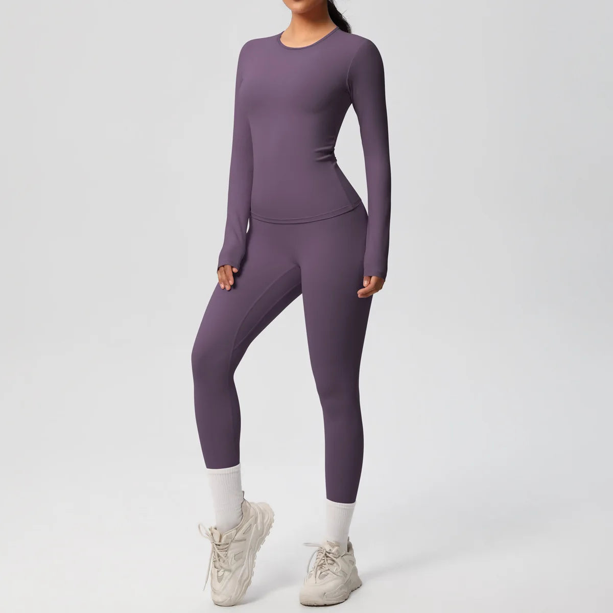 2PCS Yoga Suit Sports Set Women Sportswear Gym Set Women Tracksuit Running Workout Long Sleeve Sports Shirt Yoga Clothing