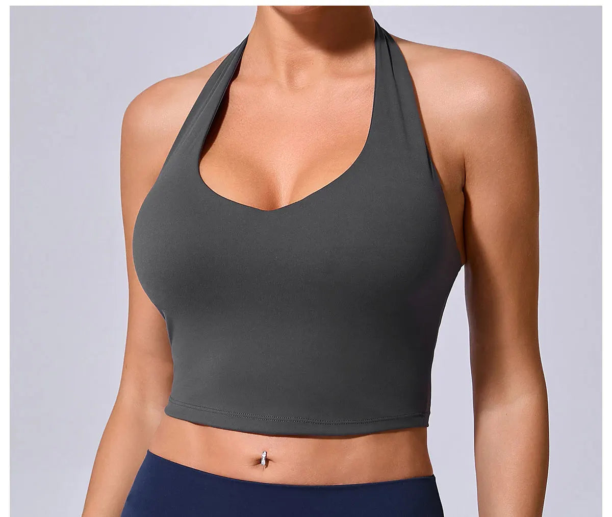 Women Hanging Neck Yoga Sports Bra Breathable Shock Proof Gym Workout Fitness Push Up Top Yoga Running Sportswear Vest Bra