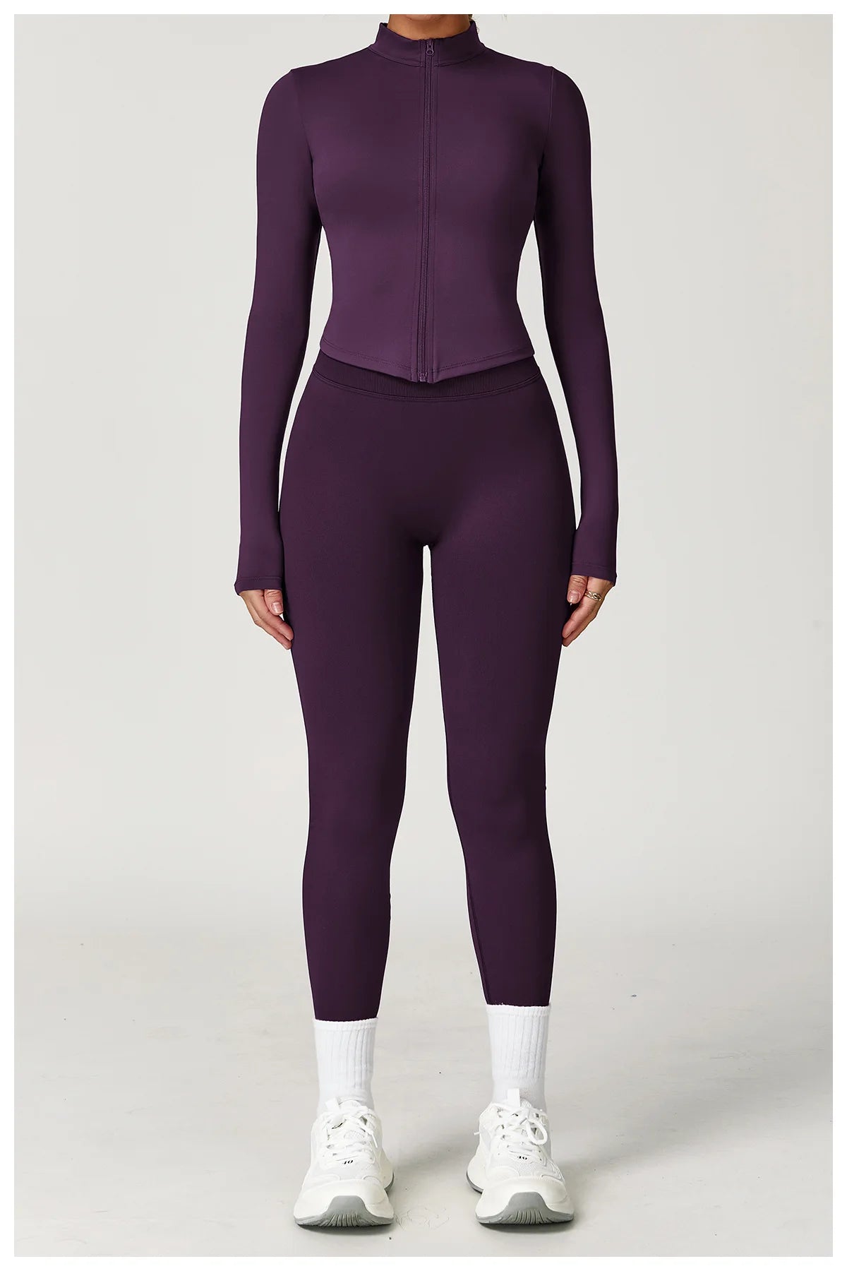 2PCS Yoga Suit Sports Set Women Gym Set Women Tracksuit Running Workout Long Sleeve Sports Shirt Yoga Clothing Seamless Leggings