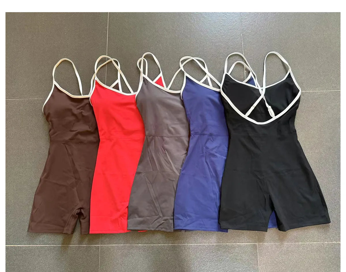 Summer Workout Jumpsuit Sports Overalls Women Rompers Gym Clothing Running Fitness Suits Gym Tracksuit Short Sportswear Yoga Set