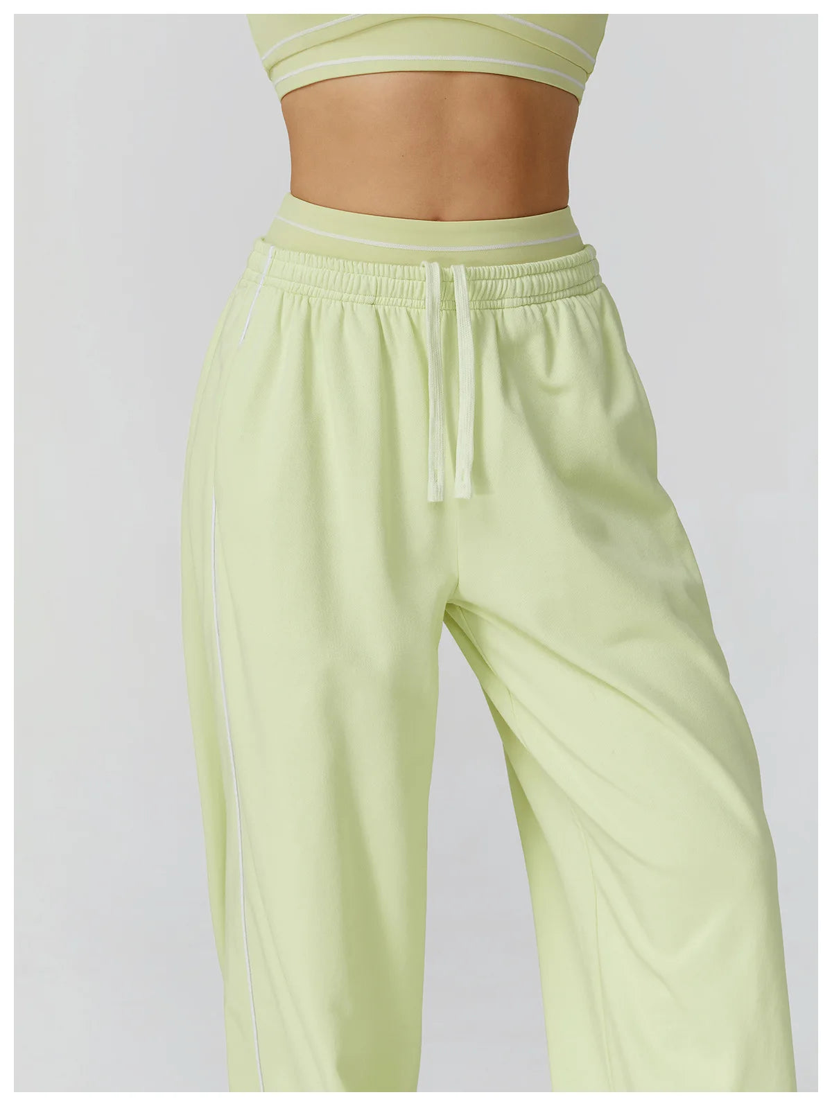 Color Blocking Sports Sweatpants Women Yoga Pants Loose High Waisted Straight Leg Sweatpants With Pockets Outdoor Fitness Pants
