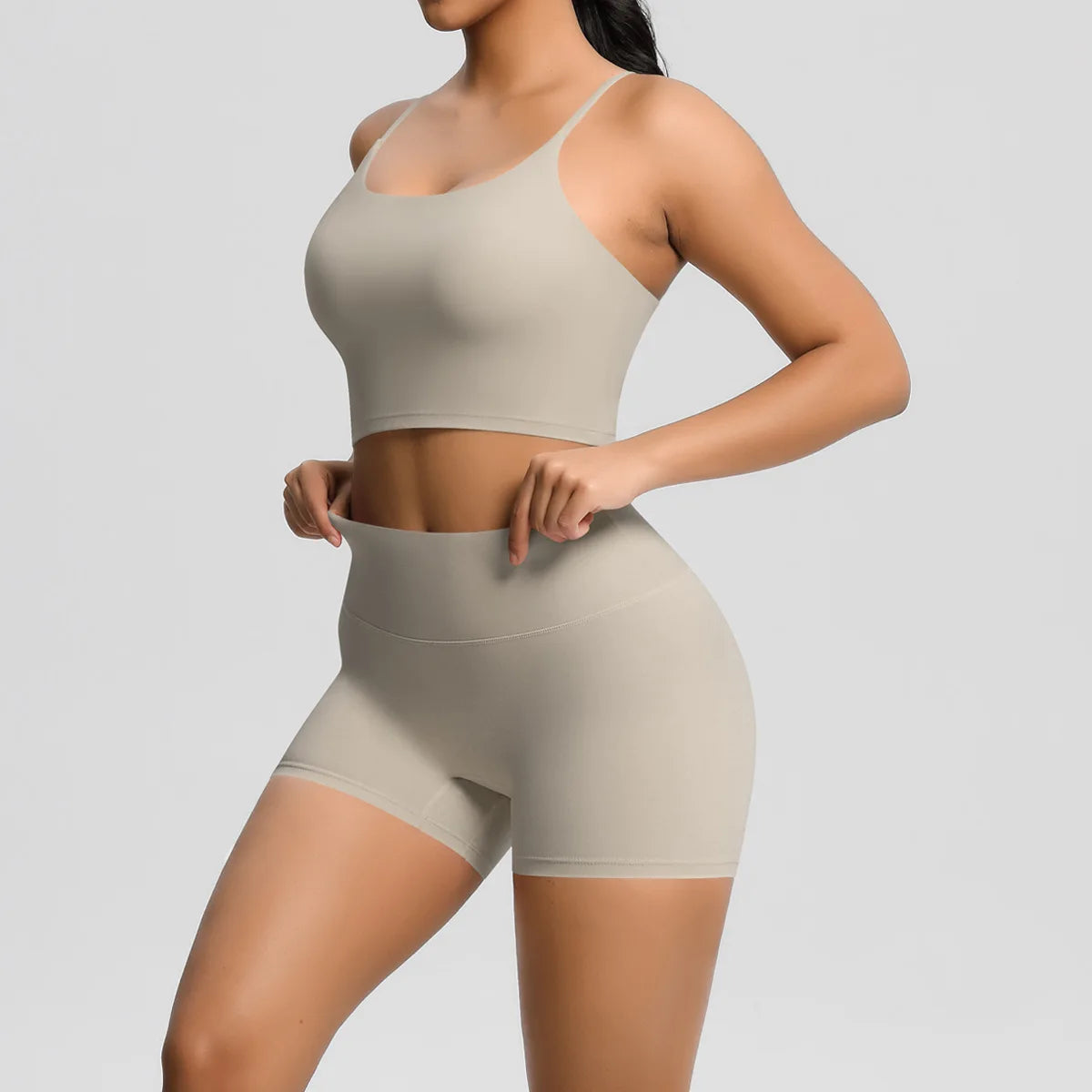 Yoga Sport Set Women Seamless Crop Top Bra Shorts Yoga Set Comfort Elastic Sportsuit Workout Outfit Fitness Gym Clothes