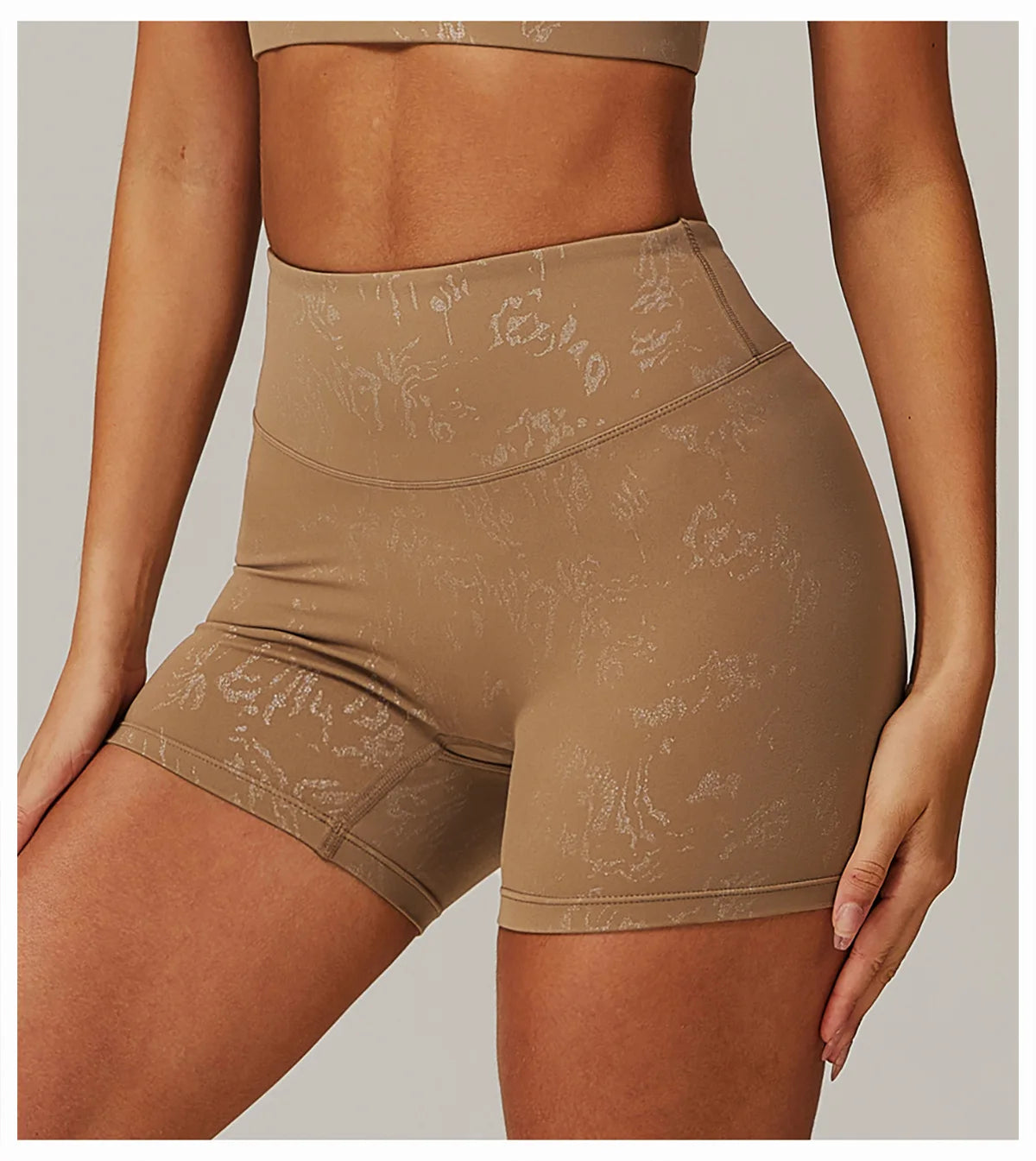 Elastic Yoga Shorts Women High Waist Tummy Control Ruched Booty Pants Printed Butt Lifting Push Up Gym Workout Compression Tight