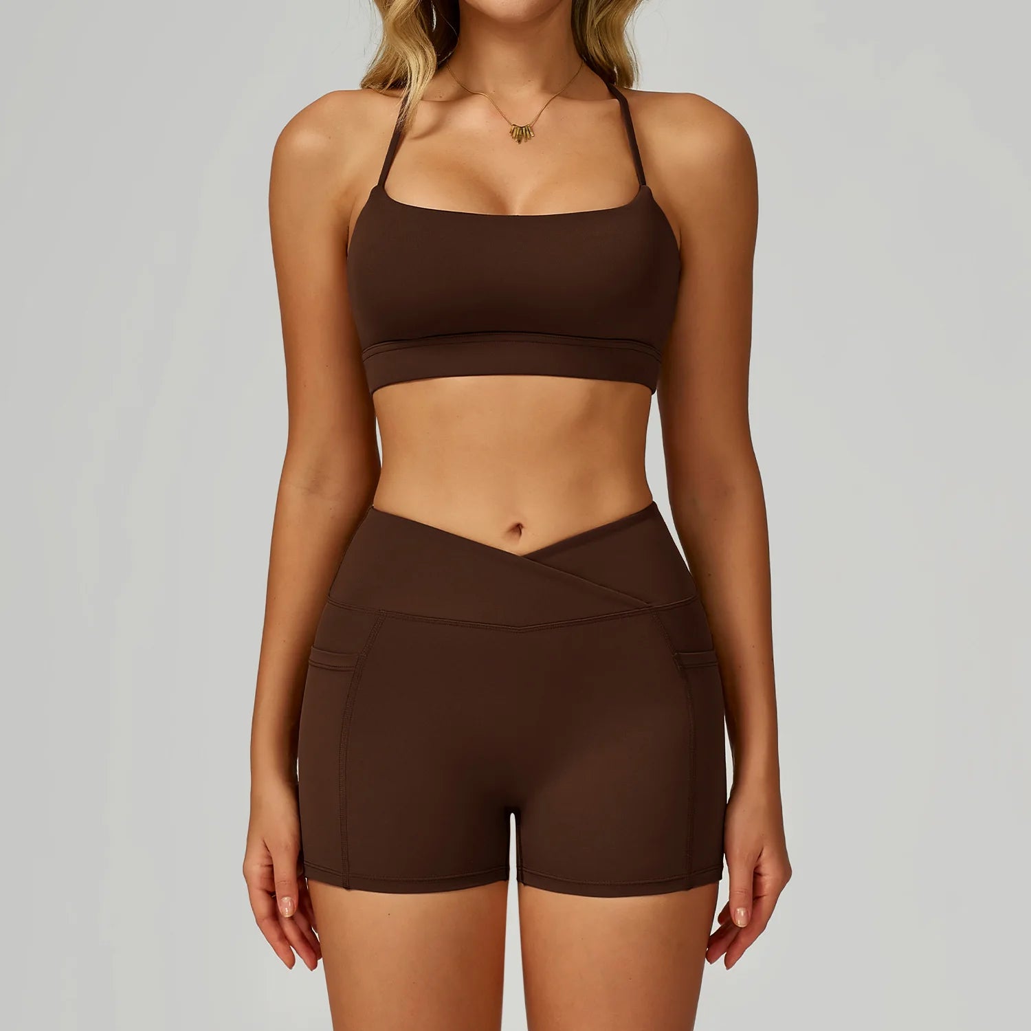 Yoga Suit 2PCS Women Tracksuit Sports Bra High Waist Leggings Shorts Outfit Gym Set Fitness Workout Clothes Push Up Sportswear