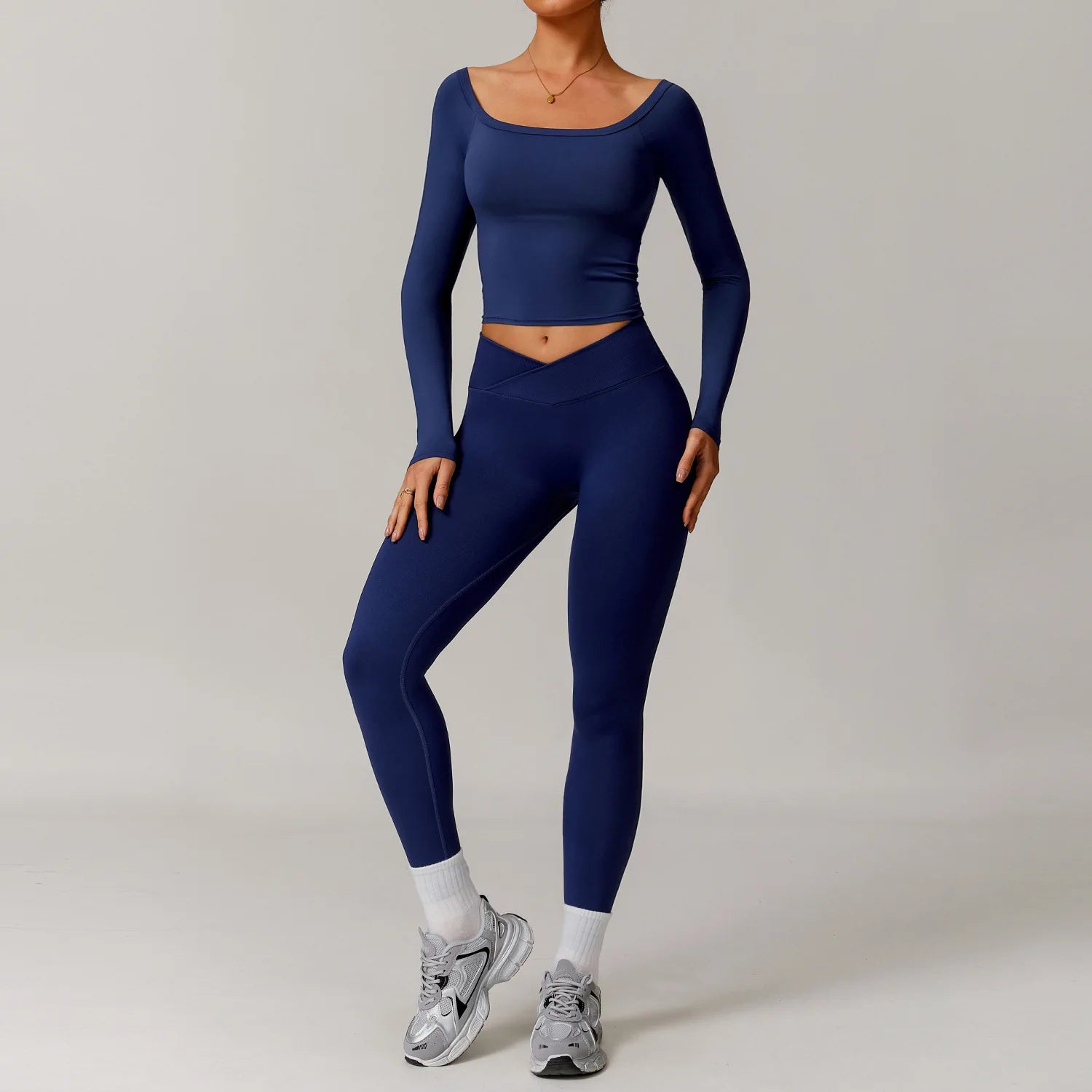 2 Pieces Yoga Suit Sports Set Women Athletic Wear Gym Set Women Tracksuit Running Workout Long Sleeve Sports Shirt Yoga Clothing