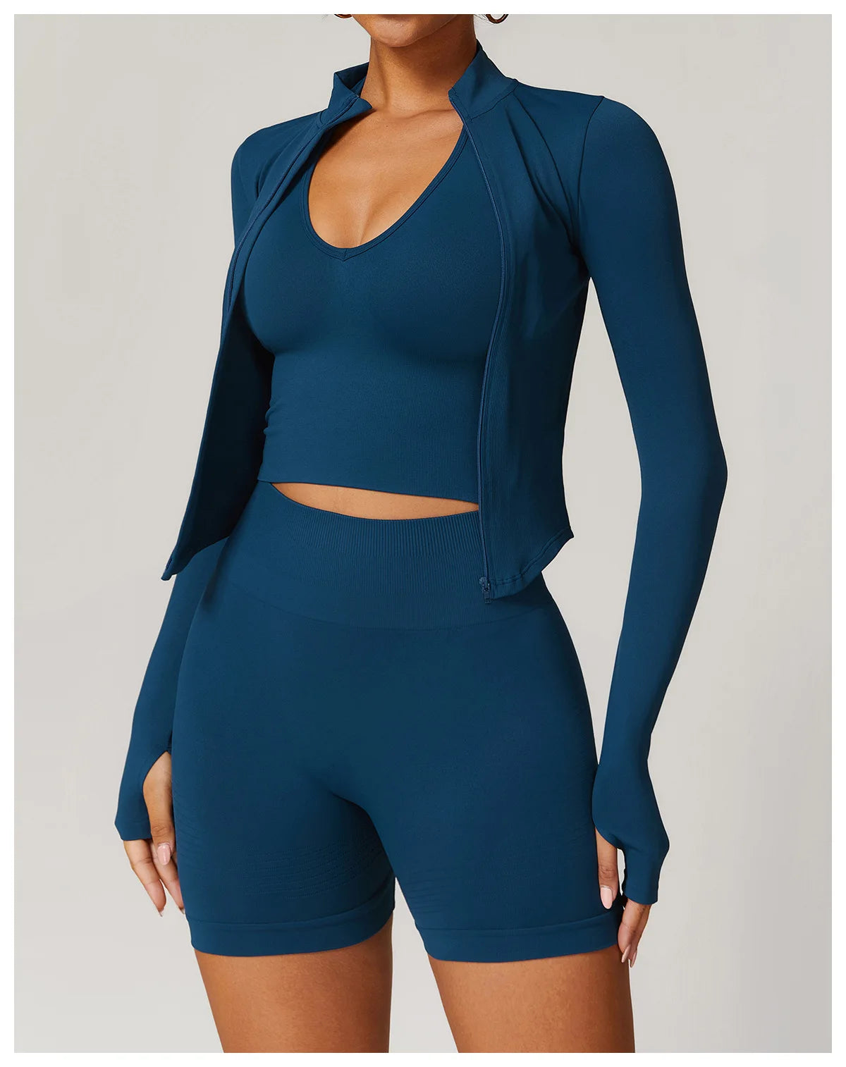 Seamless Yoga Set 3PCS Women Sportswear Workout Clothes Athletic Wear Gym Legging Fitness Bra Crop Top Long Sleeve Sports Suits