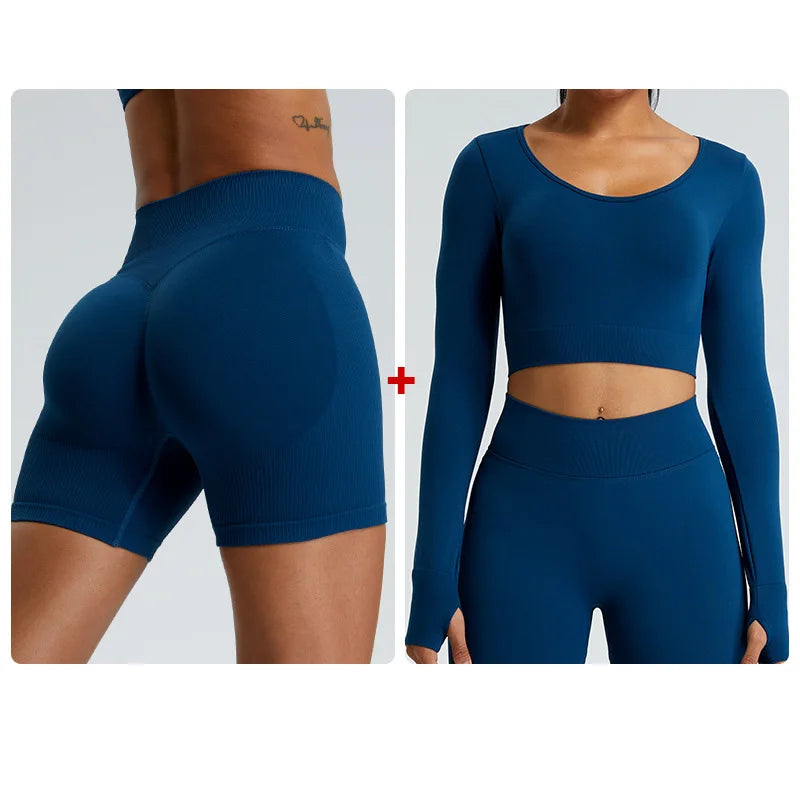 Seamless 2PCS Sportswear Yoga Set For Women Gym Clothes Sportswear Yoga Suits Fitness Set Tracksuits Sports Bra Gym Leggings Set