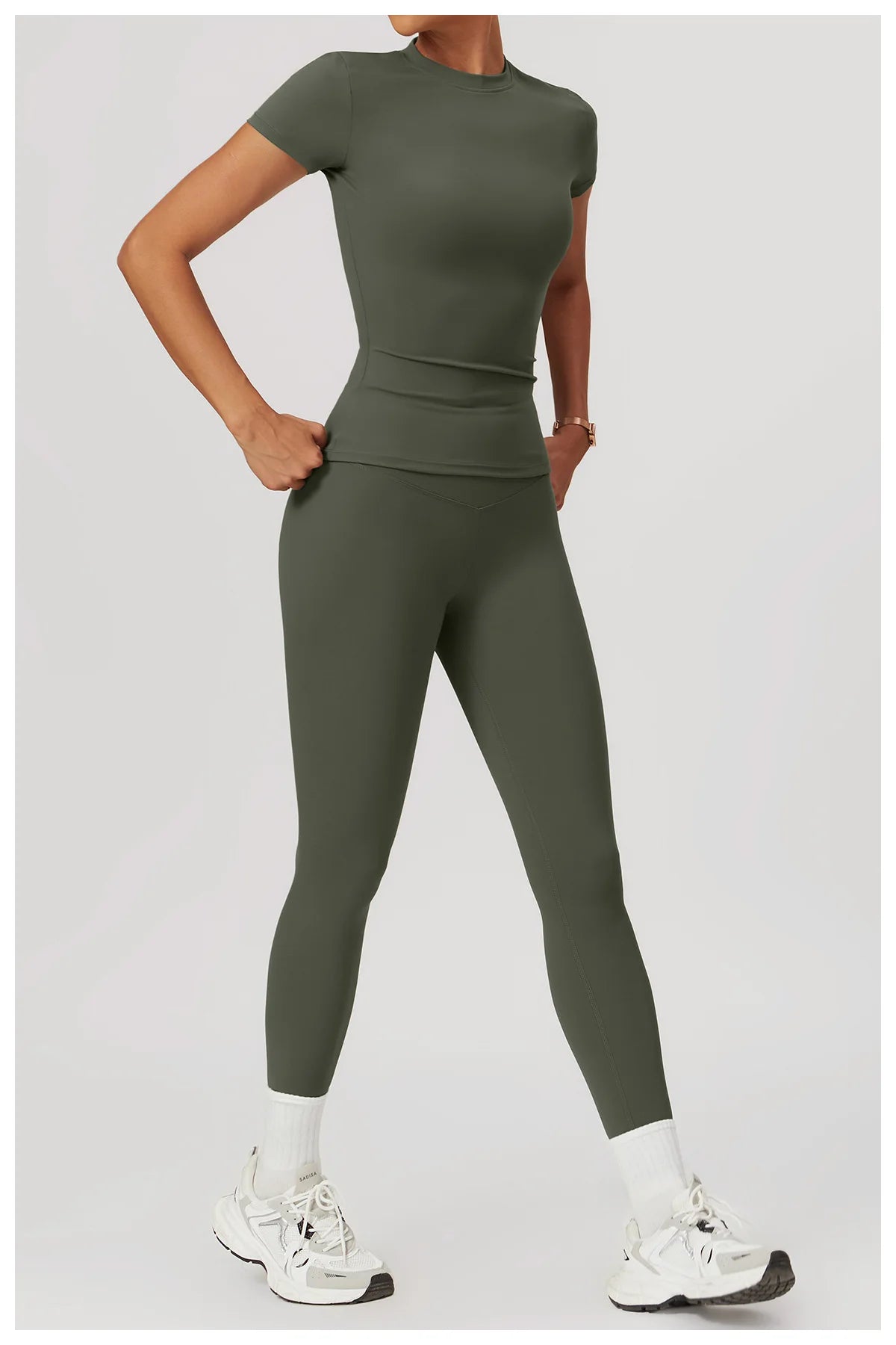 2PCS Yoga Set Workout Sets Women Clothes Gym Tracksuit Push Up Fitness Running Sportwear Sport Bra Short Sleeved Leggings Suit