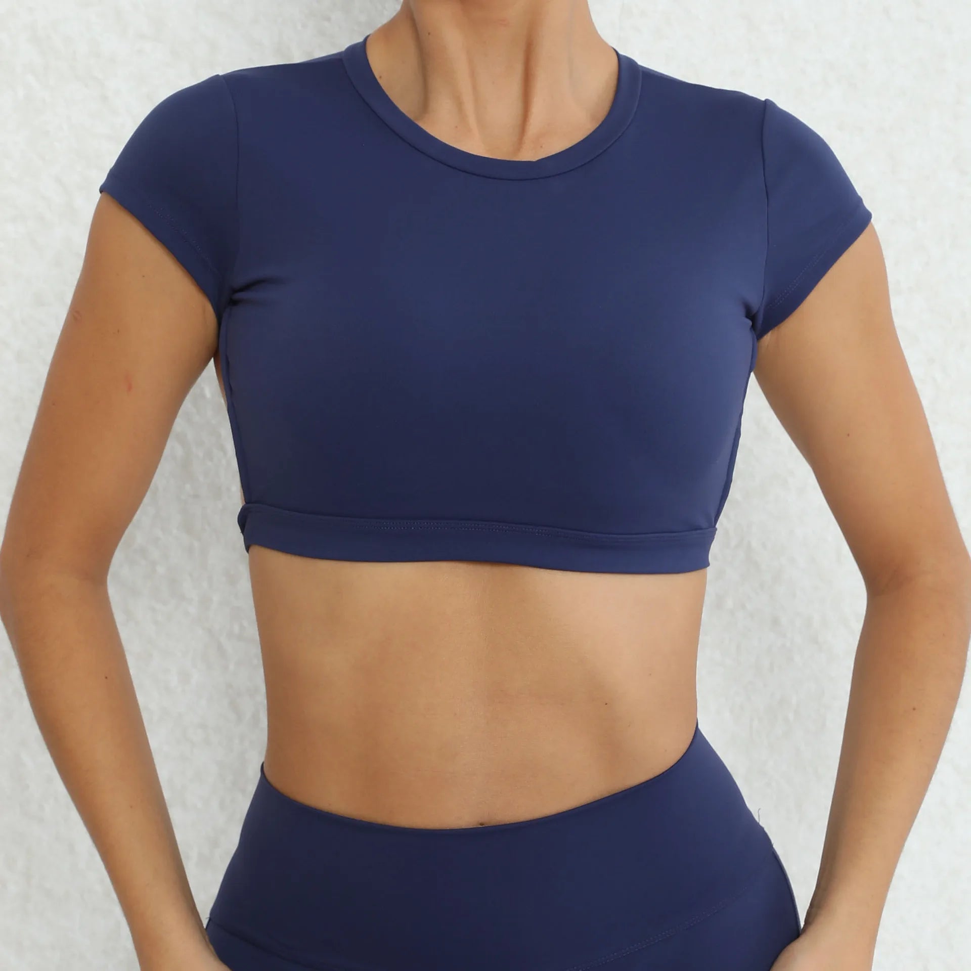 Hollow Beauty Back Crop Top Short Sleeve Yoga Shirt Women Fitness Workout Tops Gym Clothes Push Up Sportswear Running T-shirts