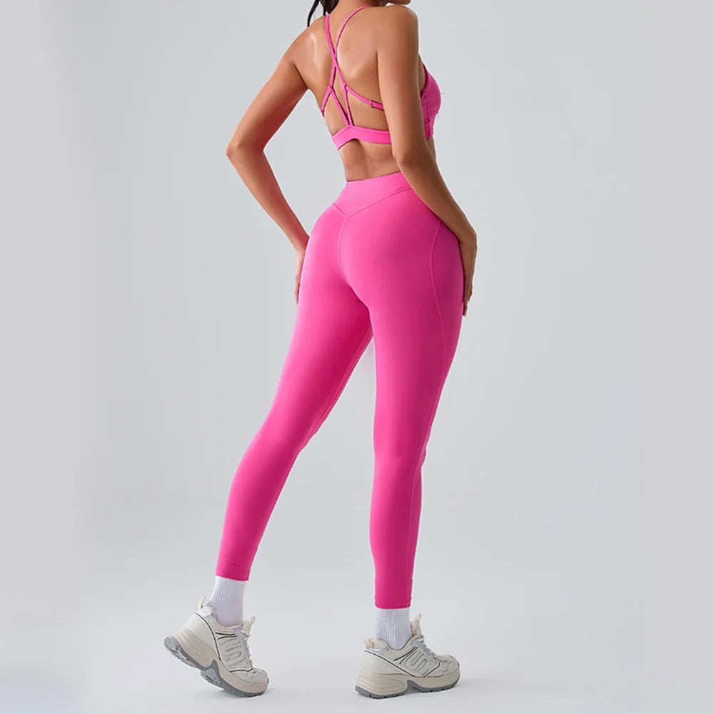 Yoga Suit Women Sports Set 2PCS Quick-Drying Gym Set Women Tracksuit Running Workout Short Sleeves Sports Shirt Yoga Clothing