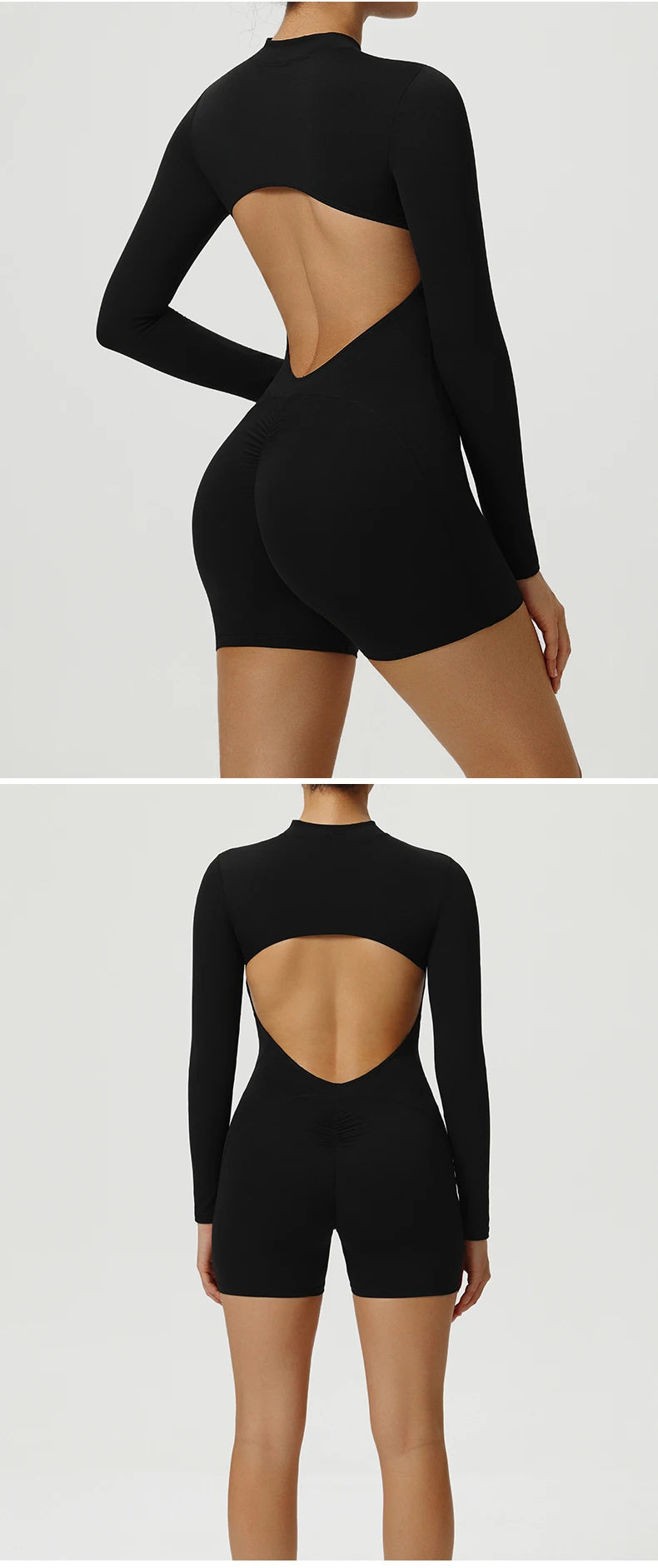 Zipper Yoga Jumpsuits Sports Overalls Fitness Long-Sleeved One-Piece Workout Romper Running Gym Tracksuits for Women Sportswear