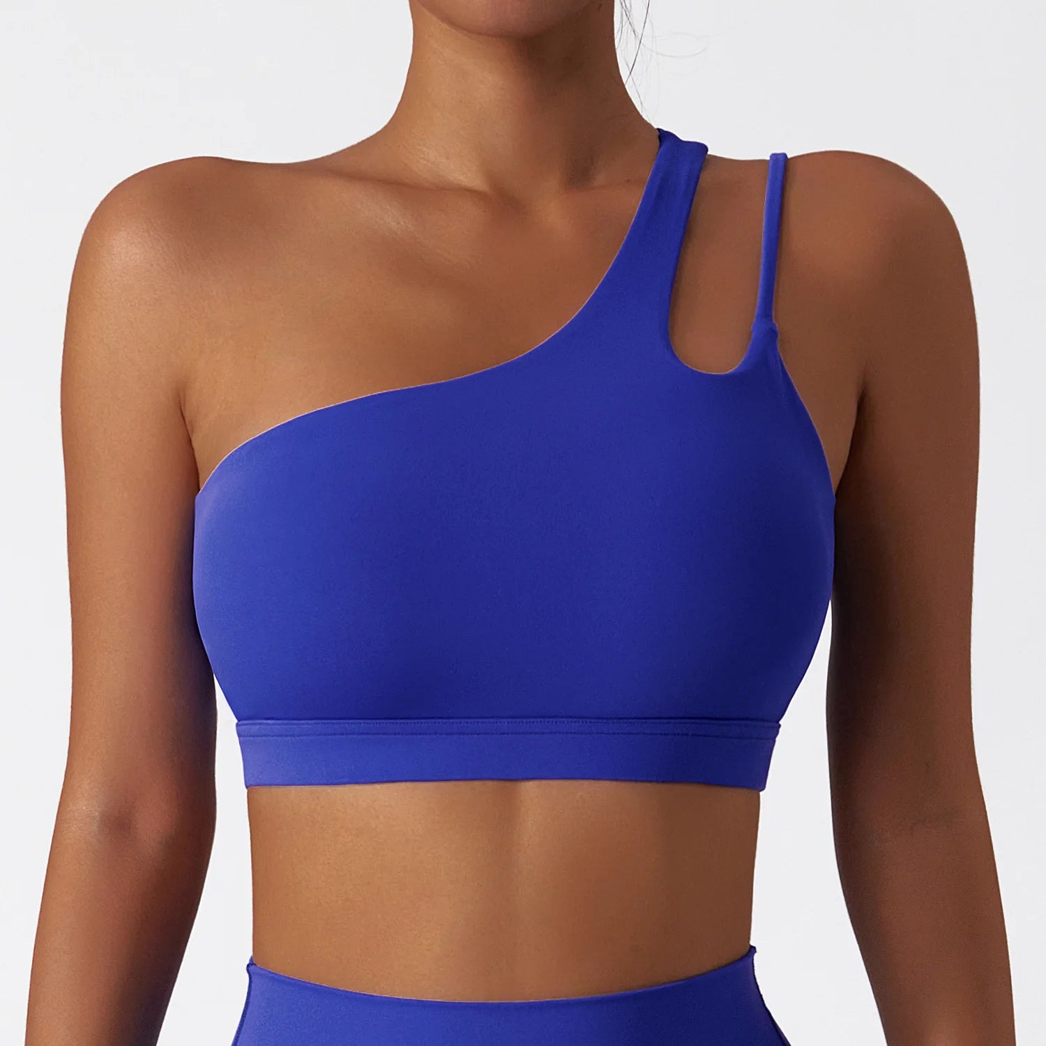 Comfort Single Strap Yoga Bra Chest Pad Running Women Sports Underwear Gym Top Stretch Pull Up Bra Women Vest Fitness Tank Top