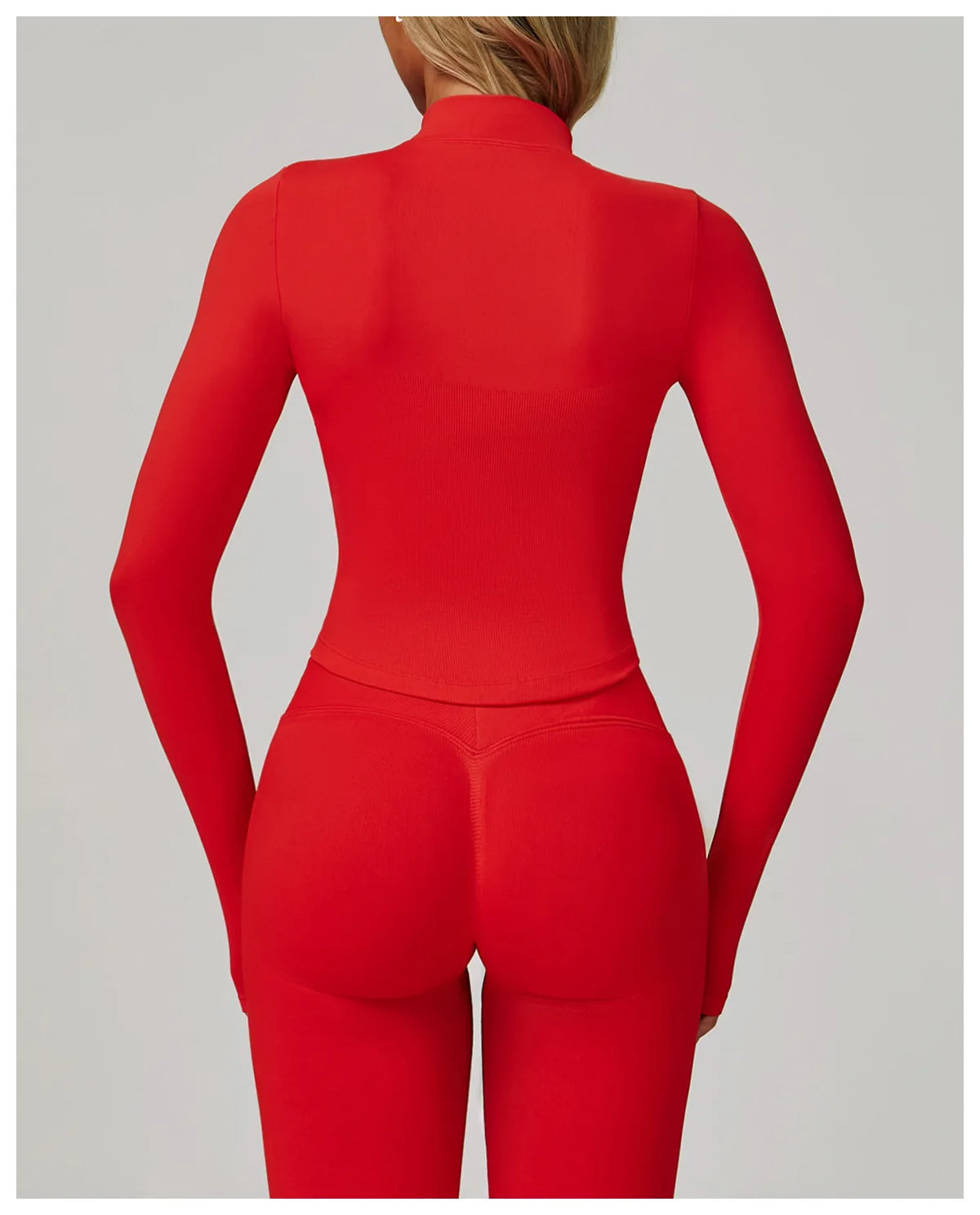 Ribbed Yoga Tops Women's Yoga Long Sleeved Standing Collar Sports Jacket Running Training Fitness Top Gym Workout Running Shirt