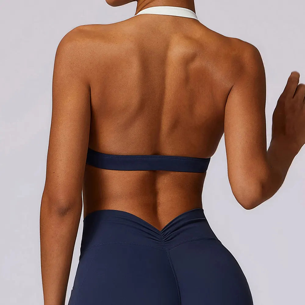 Women's Neck Hanging Back Beauty Yoga Bra Quick Drying Sports Underwear Gym Push Up Workout High-intensity Running Fitness Vest