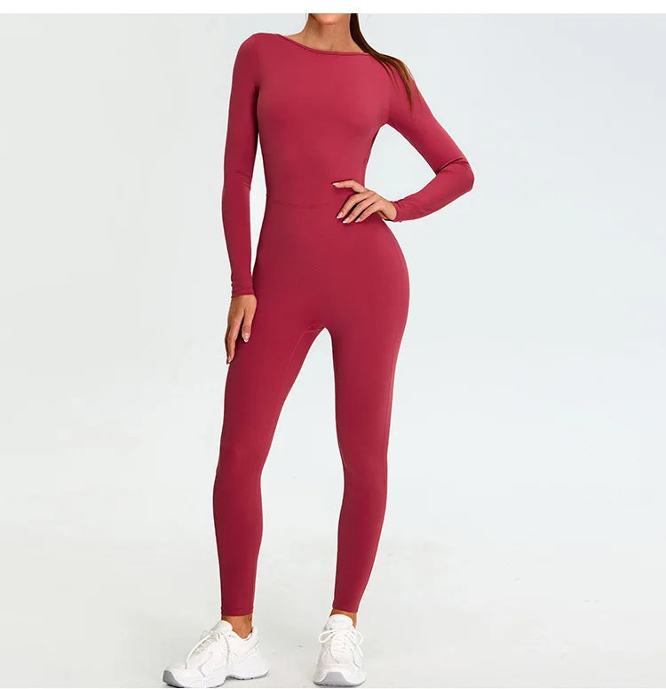 Fitness Rompers Women Gym Set Training Yoga Suit Sportswear Women Sports Jumpsuit Long Sleeved Stretch Push Up Workout Bodysuits