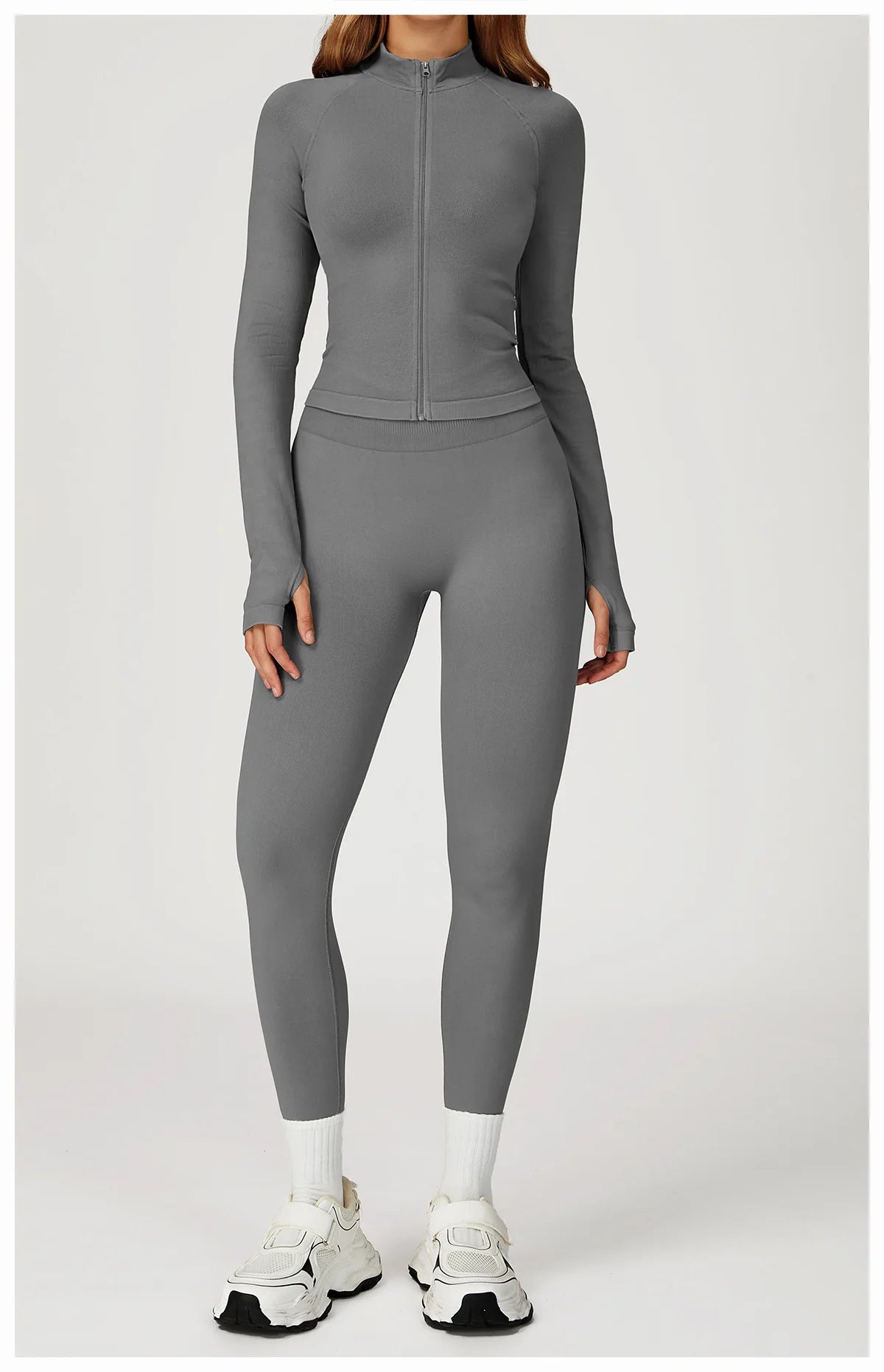 2PCS Seamless Yoga Set Gym Clothes Athletic Wear Women Fitness Set Tracksuits Sports Long Sleeved Gym Suit Leggings Sportswear
