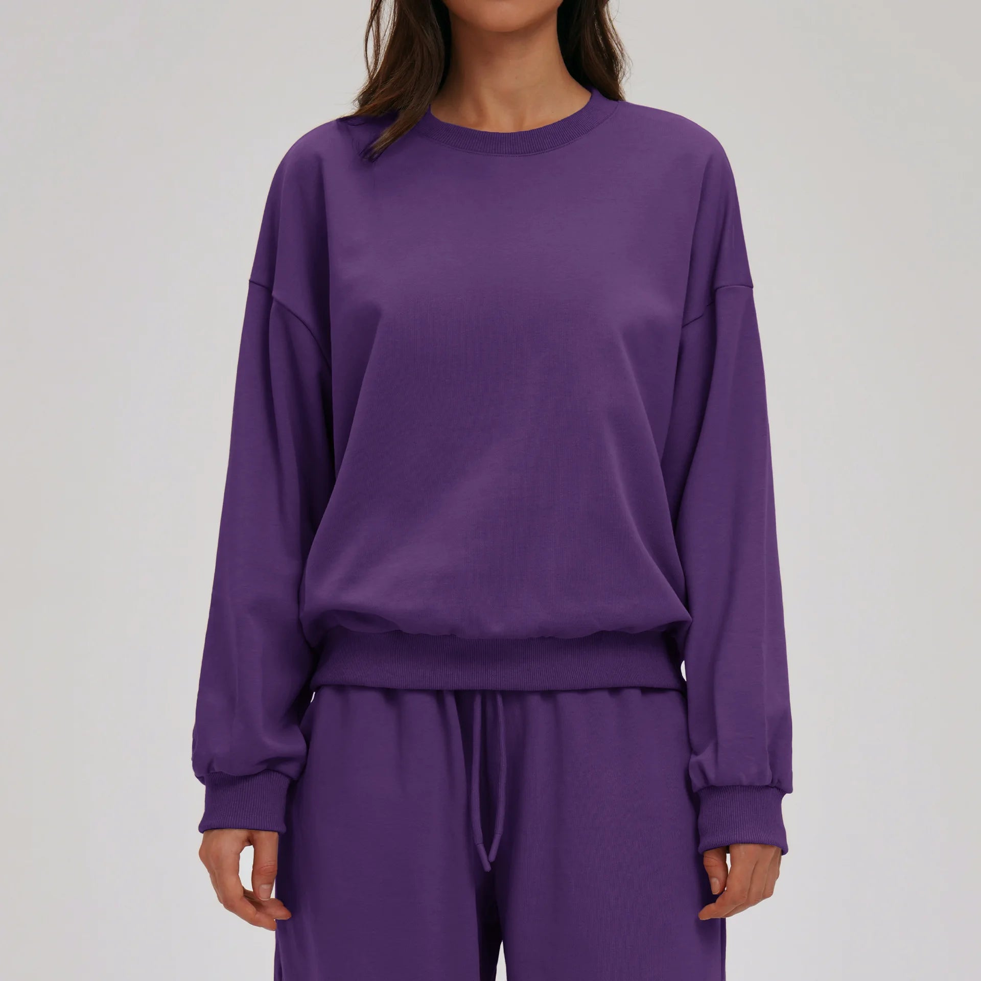 Knitted Round Neck Sports Hoodie for Women Long Sleeves for Outerwear Casual Loose Hoodie Running Top Fitness Sportswear