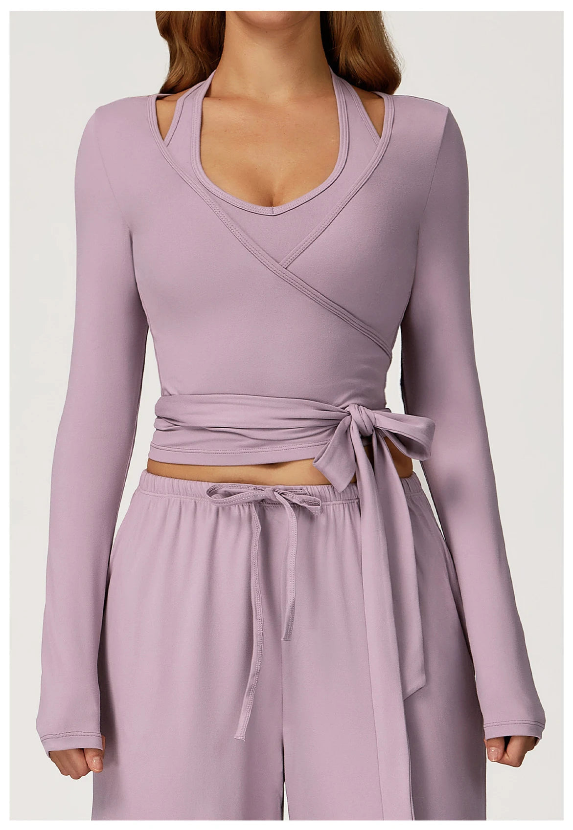 Women Yoga Crossover Strap Long Sleeve Cover-up T-shirts Pilates Running Outdoor Sports Loose Tops Breathable Soft Gym Fitness