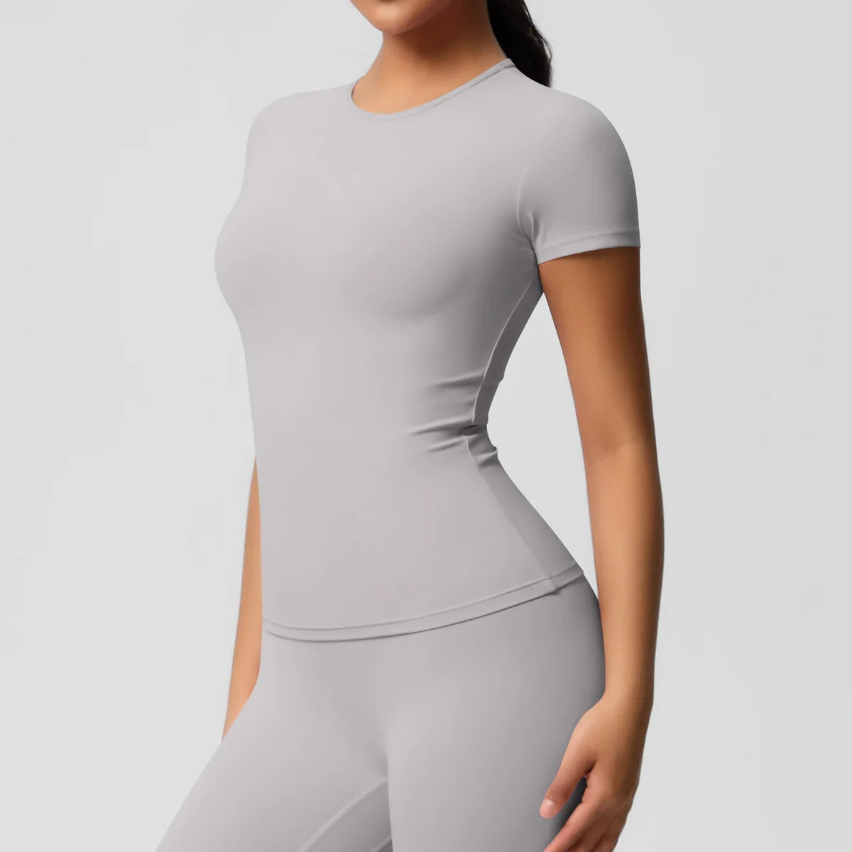 New Women Running Sports T Shirt Summer Short Sleeve Round Neck Breathable Stretchy Gym Yoga Slim Fitness Active Top Tee