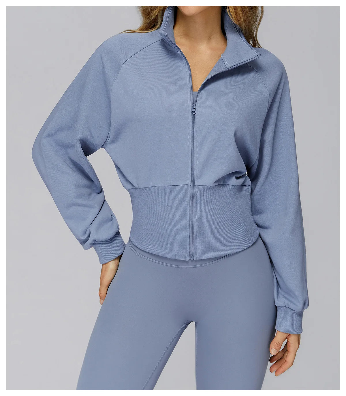 Winter Yoga Long Sleeved Women's Standing Collar Sweatshirt Windproof Zipper Warm Sweatshirt Loose Outdoor Running Sports Jacket