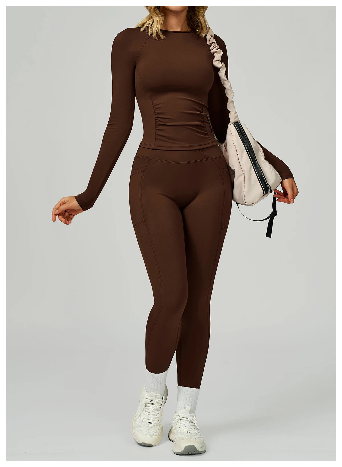 2 Pieces Yoga Suit Women Sports Set Quick-Drying Gym Set Women Tracksuit Running Workout Long Sleeve Sports Yoga Clothing