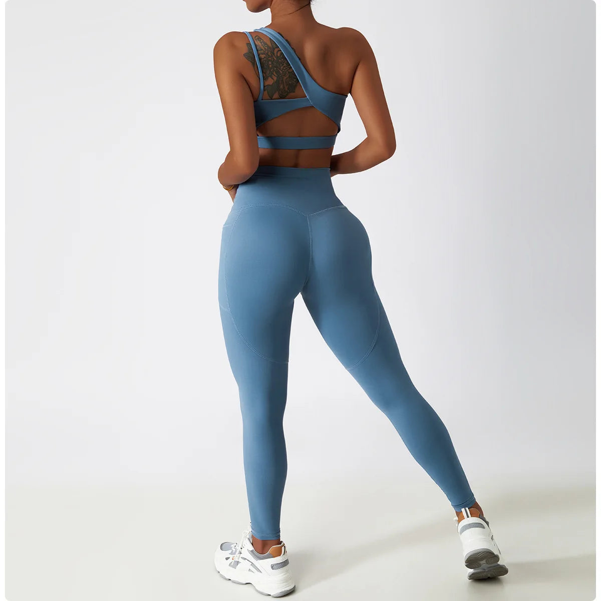 Comfort Single Strap Yoga Bra Chest Pad Running Women Sports Underwear Gym Top Stretch Pull Up Bra Women Vest Fitness Tank Top