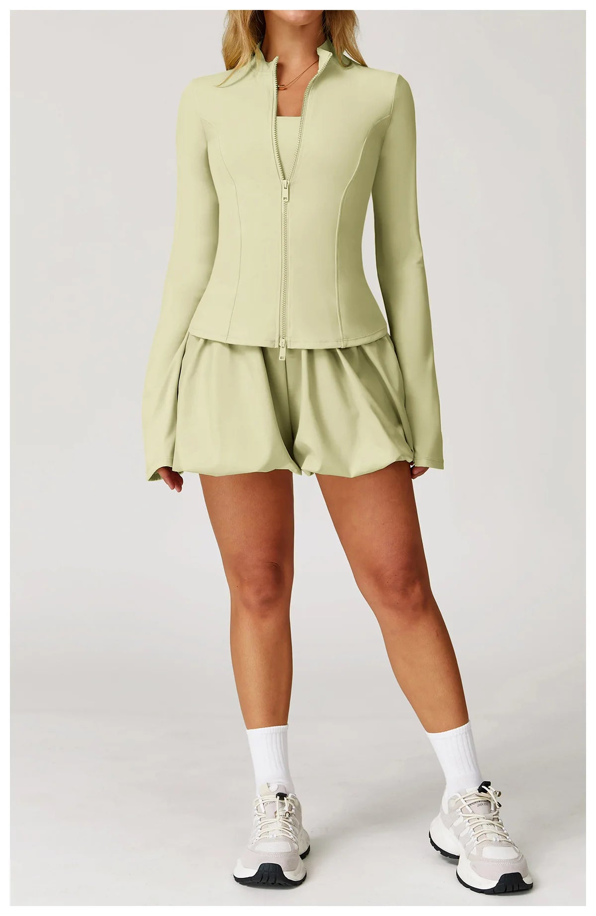Summer Yoga Suit Women's High-end Standing Collar Long Sleeved Sports Jacket Running Training Fitness Top Windproof Running Suit