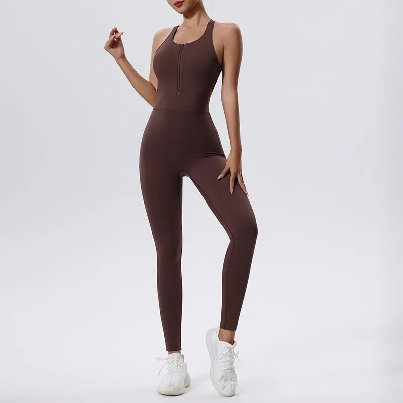 Zipper Yoga Set Women's Tracksuit Yoga Jumpsuits One Piece Workout Bodysuits Rompers Sportswear Gym Set Workout Clothes Women