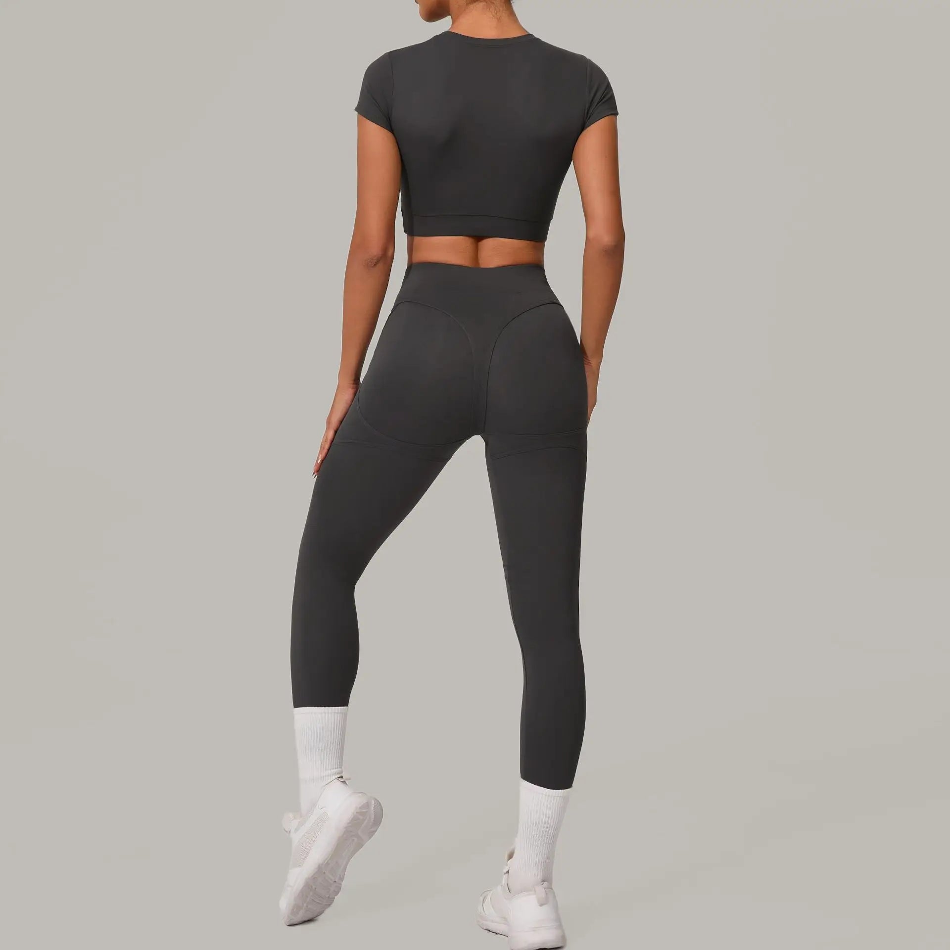 2PCS Yoga Set Gym Clothes Seamless Sportswear Yoga Suits Women Fitness Tracksuits Sports Short Sleeves Gym Leggings Sports Suits